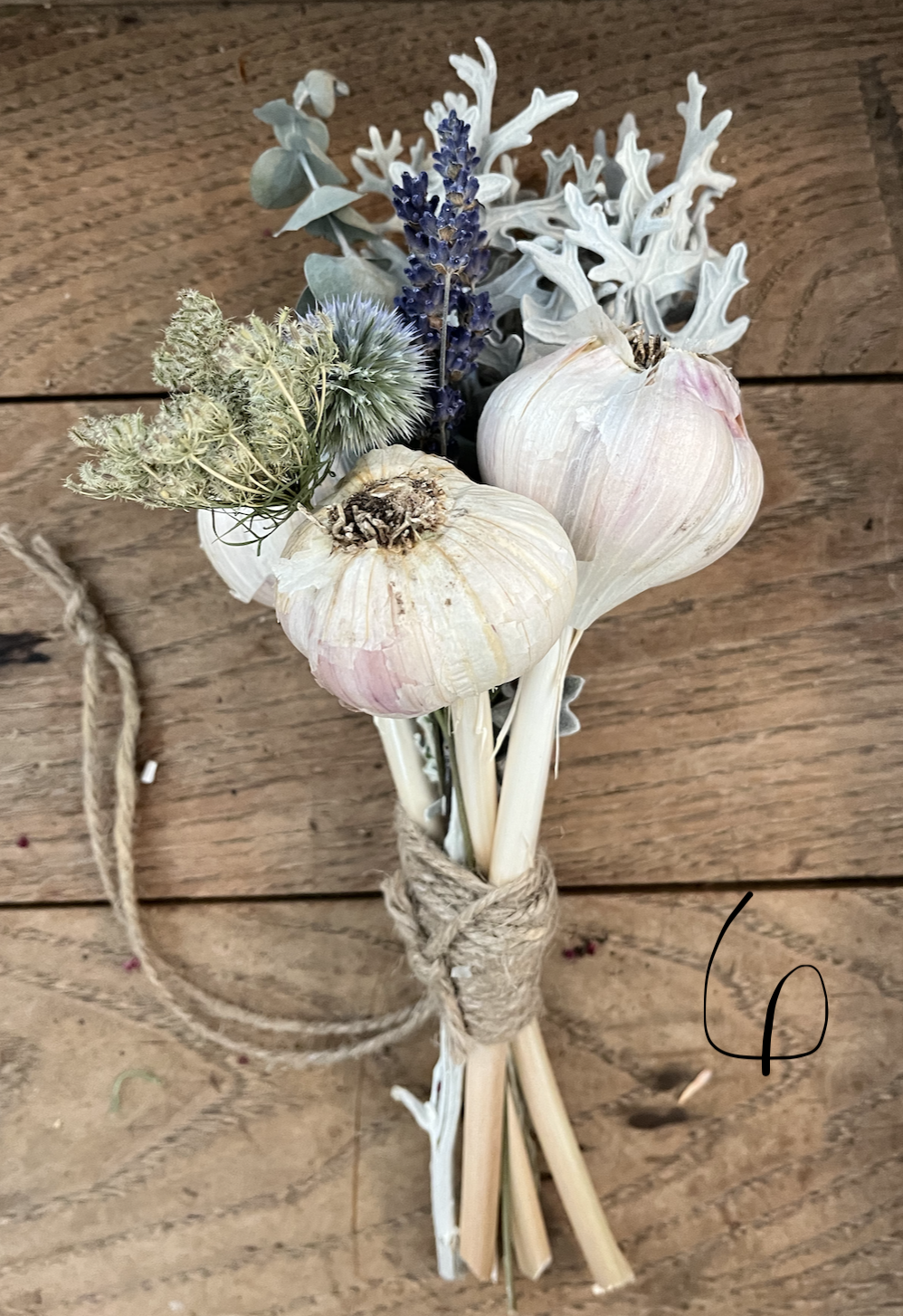 Garlic Bouquet 6-Lavender, globe thistle, eucalyptus.png