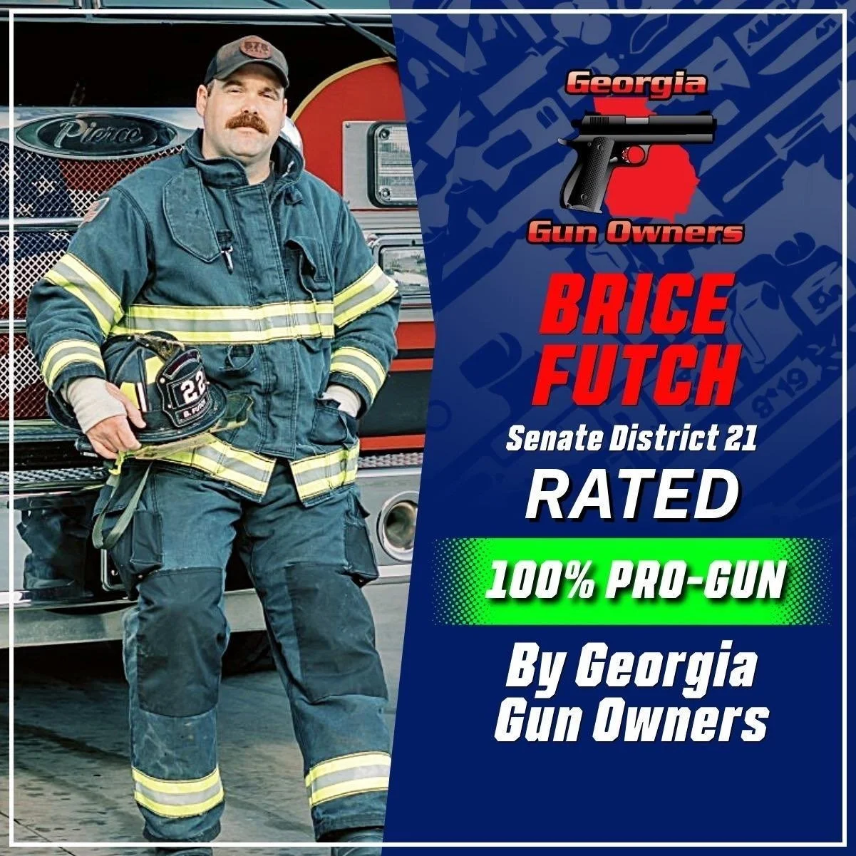 Brice Futch Receives 100% Pro-Gun Rating from Georgia Gun Owners in State Senate Race