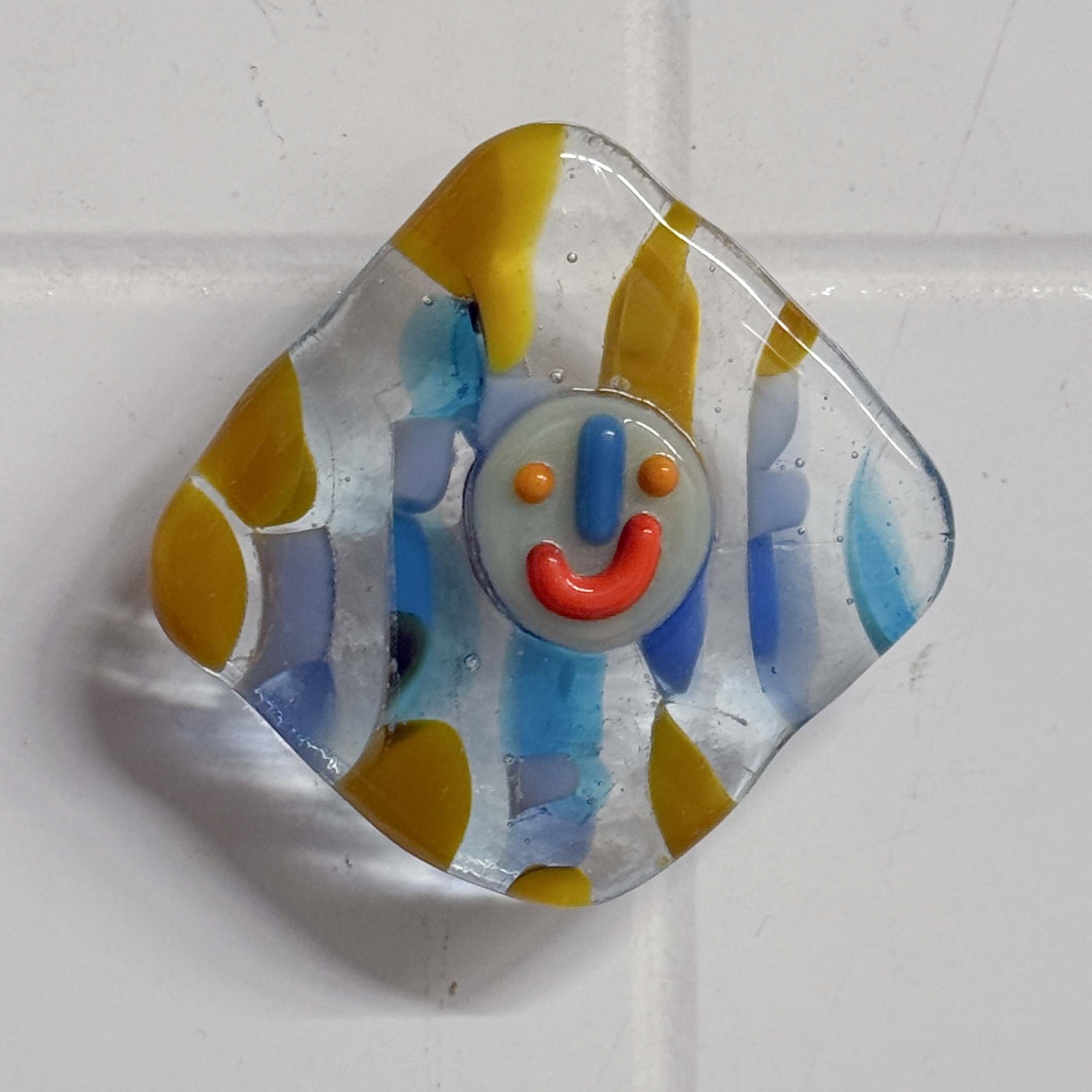 Orange Ochre Sunshine Smiley Magnet