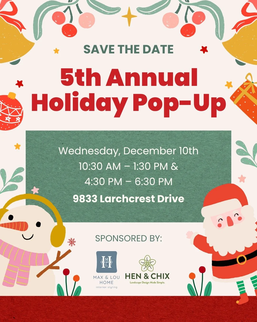 It&rsquo;s the most wonderful time of the year&hellip; to shop small, spread joy, and support local makers! 💫🎄 

Our 5th Annual Holiday Pop-Up is happening soon, and we&rsquo;d love to see you there!

🗓 Wednesday, December 10�
⏰ 10:30 AM&ndash;1:3