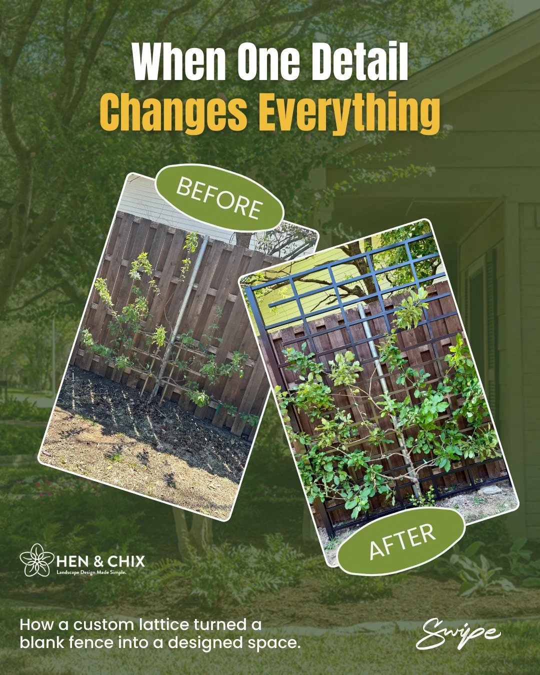 This is what happens when you stop decorating a space&hellip; and start designing it.

At first glance, this was just an apple tree against a fence. 

Technically fine.

But it didn&rsquo;t feel finished, intentional, or connected to the rest of the 