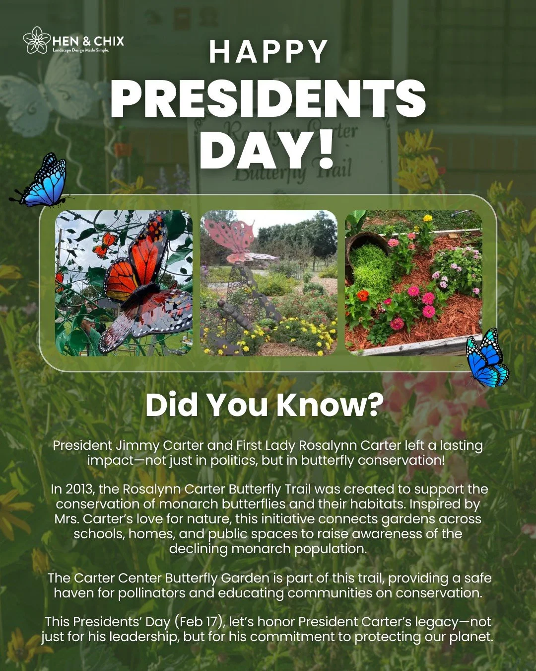 This Presidents&rsquo; Day, we&rsquo;re thinking about leadership that shows up quietly and lasts longer than a term.

President Jimmy Carter and First Lady Rosalynn Carter believed stewardship didn&rsquo;t stop at policy. It extended to the land, th