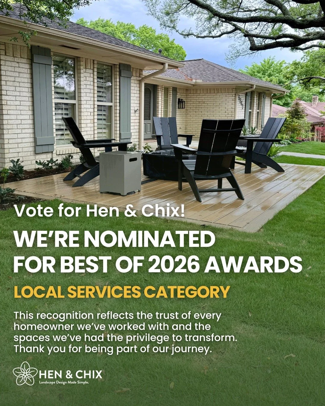 This nomination isn&rsquo;t just ours.

It belongs to every homeowner who trusted us&hellip;
every project we&rsquo;ve been part of&hellip;
and every space we&rsquo;ve helped transform.

Hen &amp; Chix has been nominated for Best of 2026 Awards&ndash