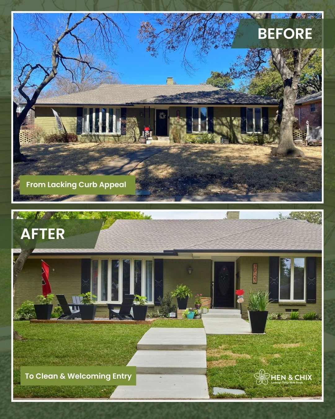The goal for this project was simple: create a welcoming entrance while keeping the landscape clean and easy to maintain.

Small design changes like defining the walkway and adding structured planters can completely transform a home's curb appeal.

A