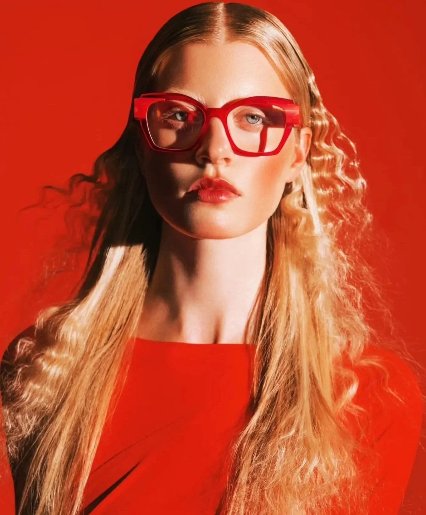 Red eyeglasses at Fritz & Hawley Guild Opticians in New Haven and Hamden CT