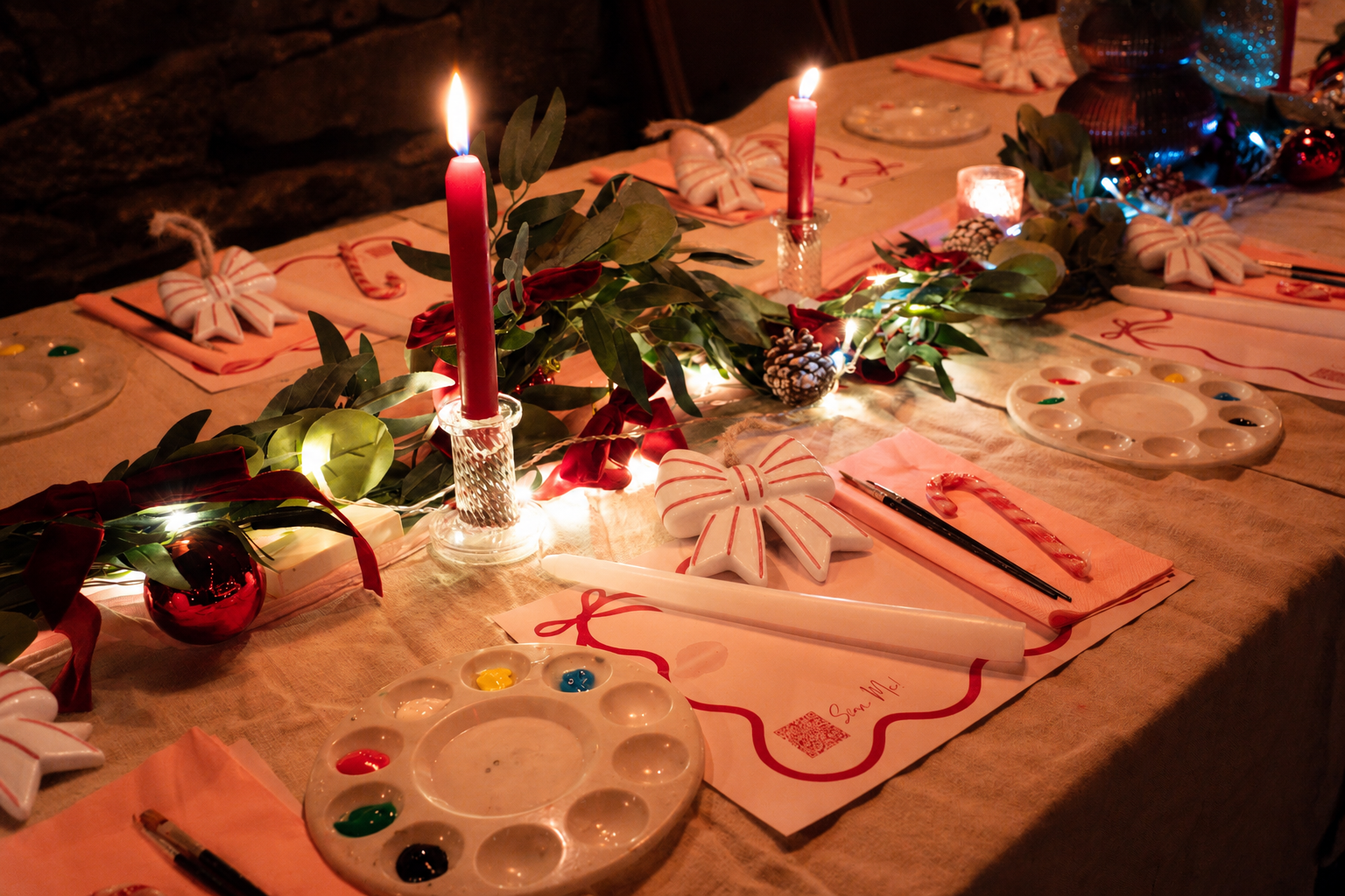 Festive Christmas Craft Table with Ceramic Bows.png