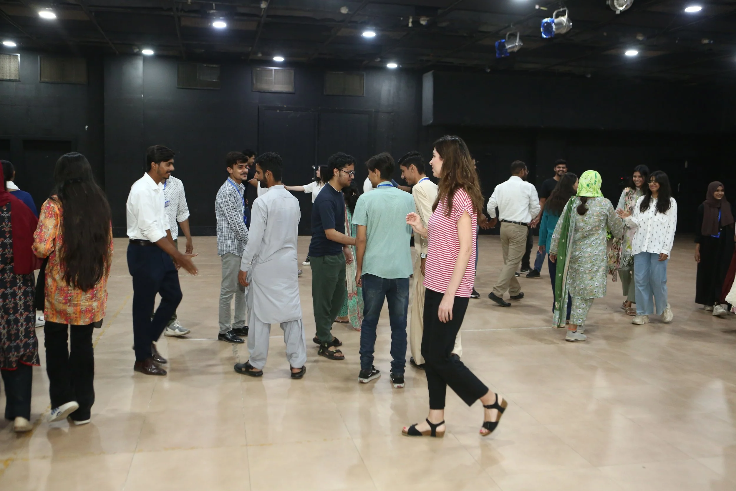 Bonnie J. Evans runs an acting workshop in Karachi, Pakistan, October 2024