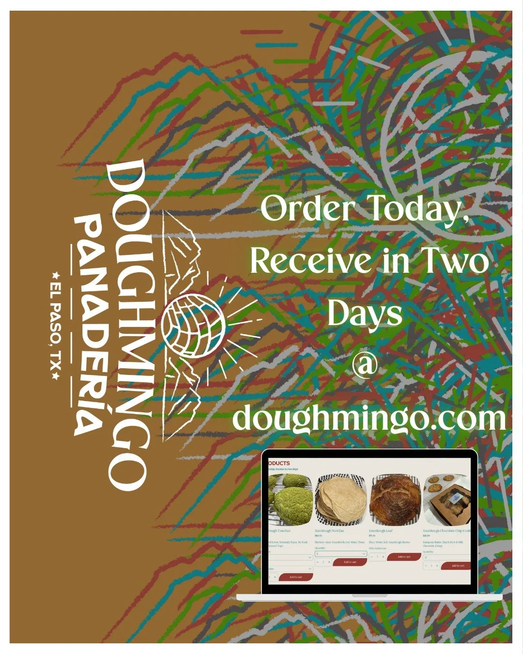 Doughmingo because I used to only bake on Sundays for friends and family. Order today, receive in two days, because good things take time. #elpaso #bakery #sourdough #masamadre #homebakery 

Logo by @ariel_corrales