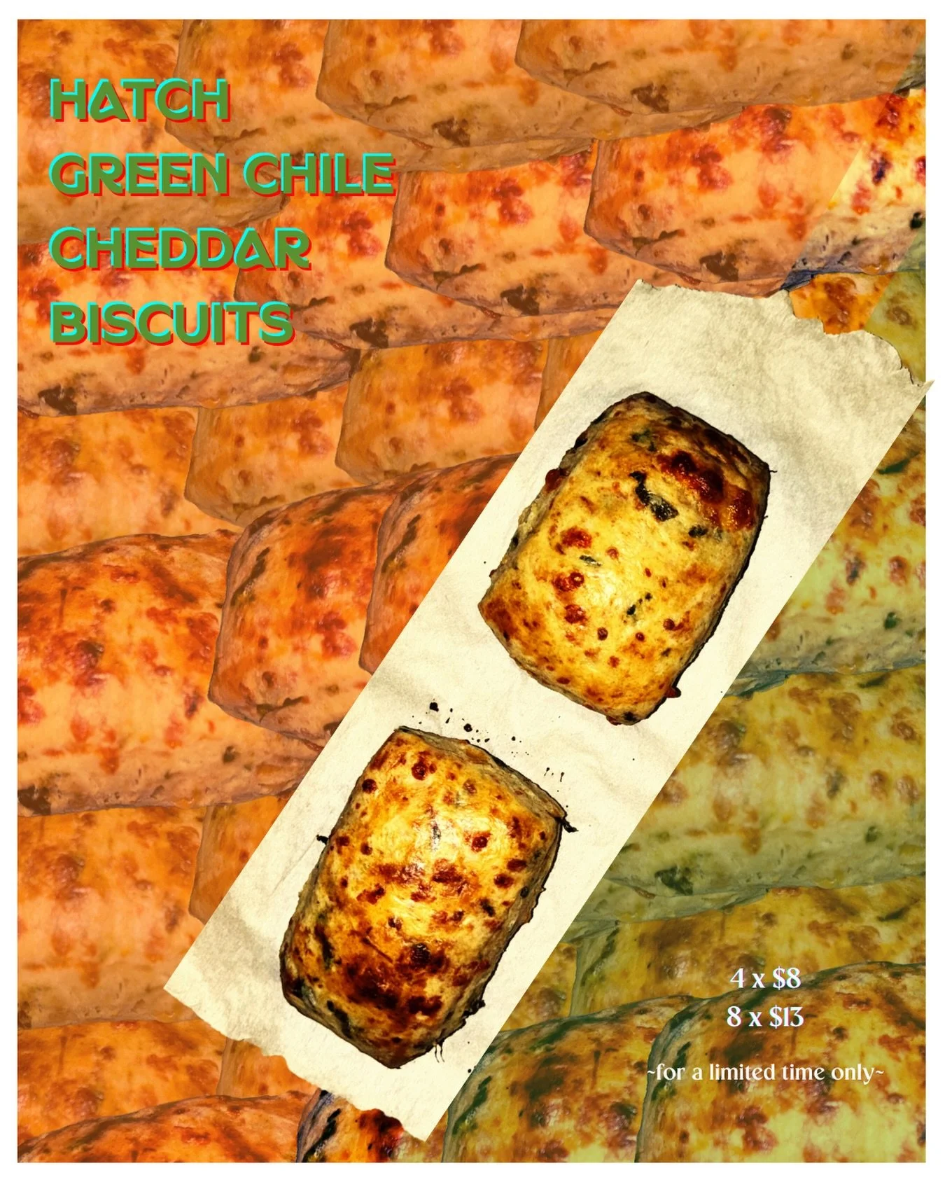 Honey, get up, Doughmingo just dropped a spicy new biscuit 🥵🌶️🔥 our hatch green chile sourdough biscuit is available for a limited time. Once our chile supply is out, we gotta wait until August like everyone else #greenchile #biscuits #sourdough #