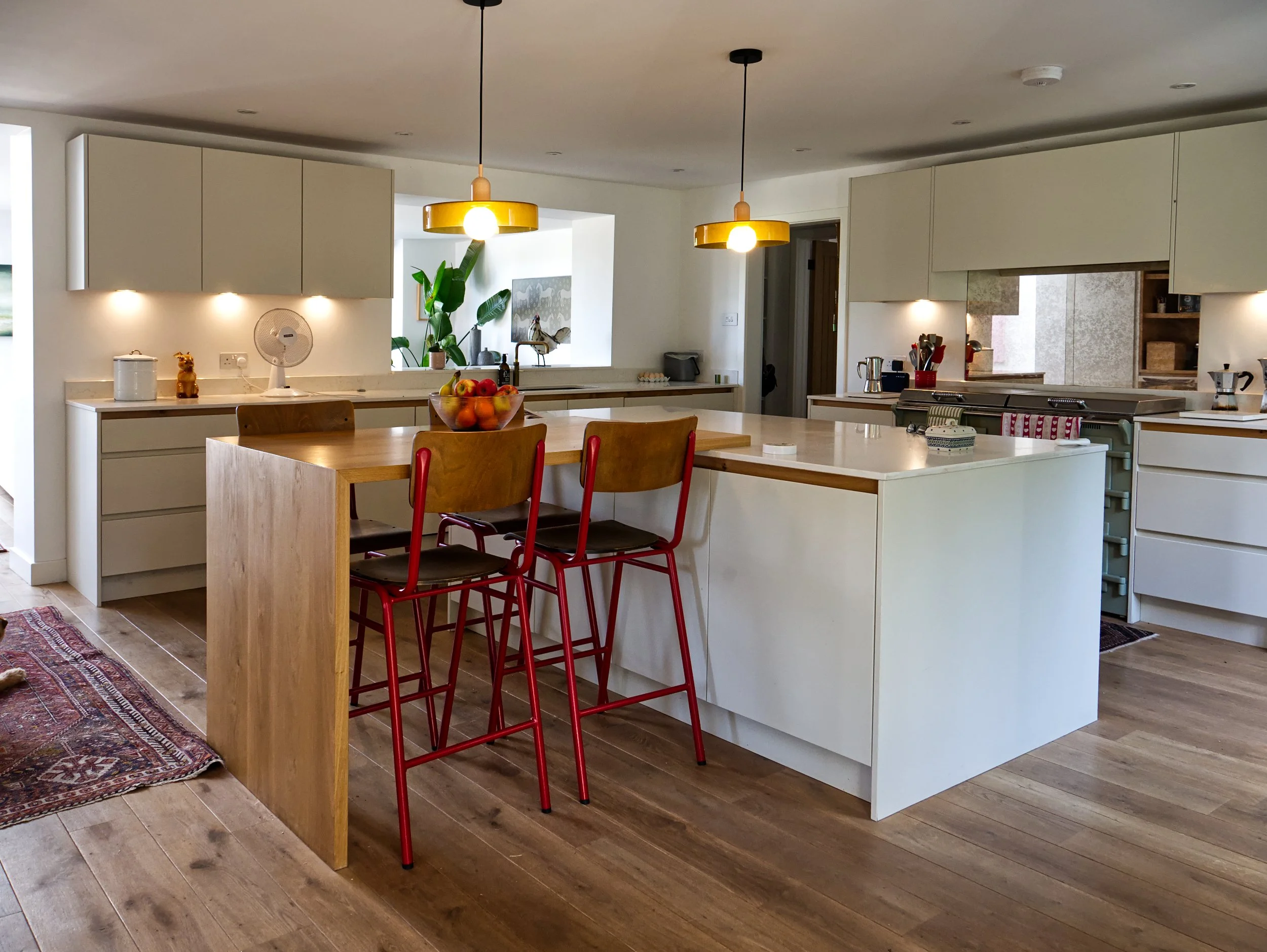 Modern hand made slab style painted kitchen