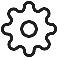 Icon of a gear or cogwheel