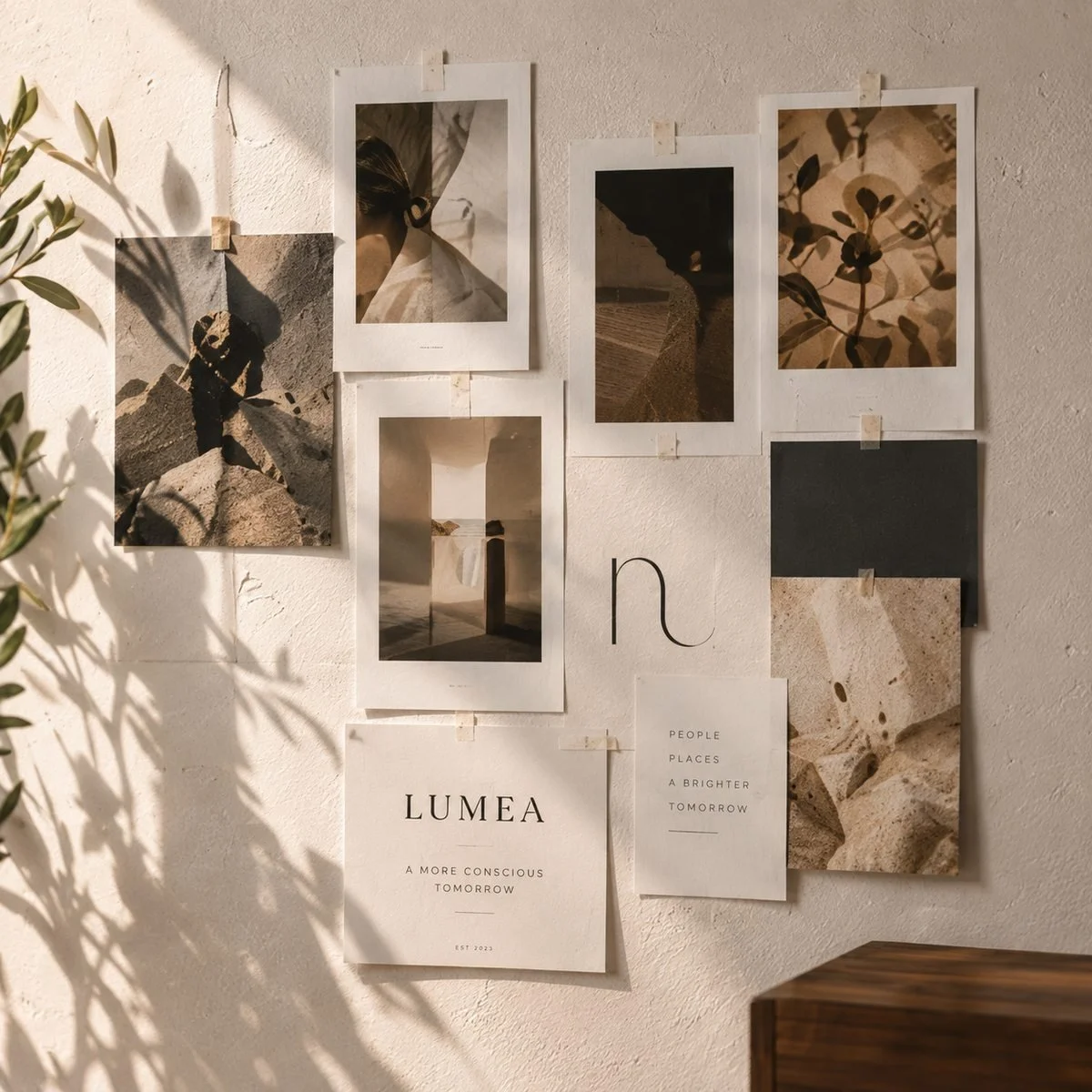 Moodboard wall at the LUMEA studio