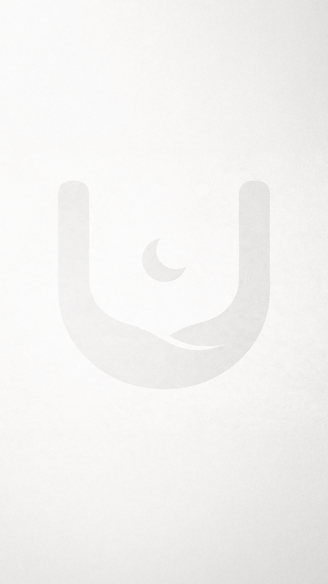 A blank, white smartphone screen with a faint logo in the background.