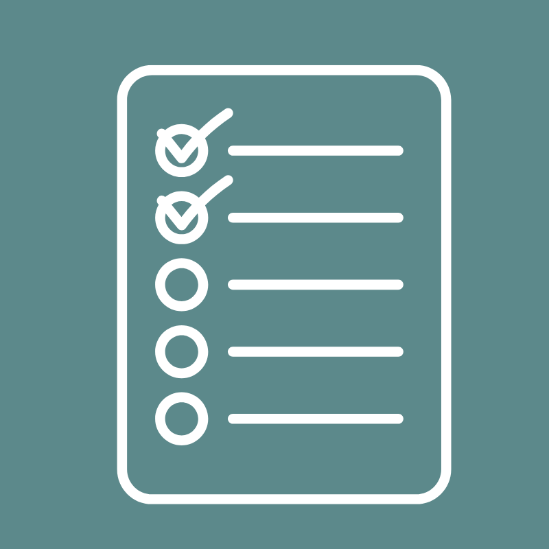 Checklist with two items checked off and three remaining tasks.