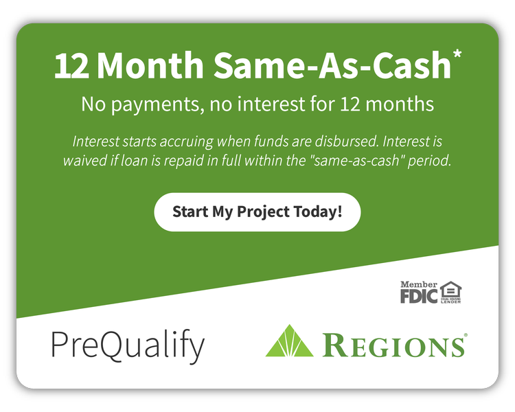 12-Month Same-As-Cash financing through Regions Bank