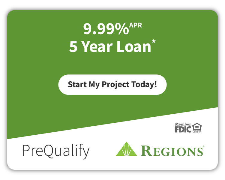 9.99% APR 5-year financing through Regions Bank