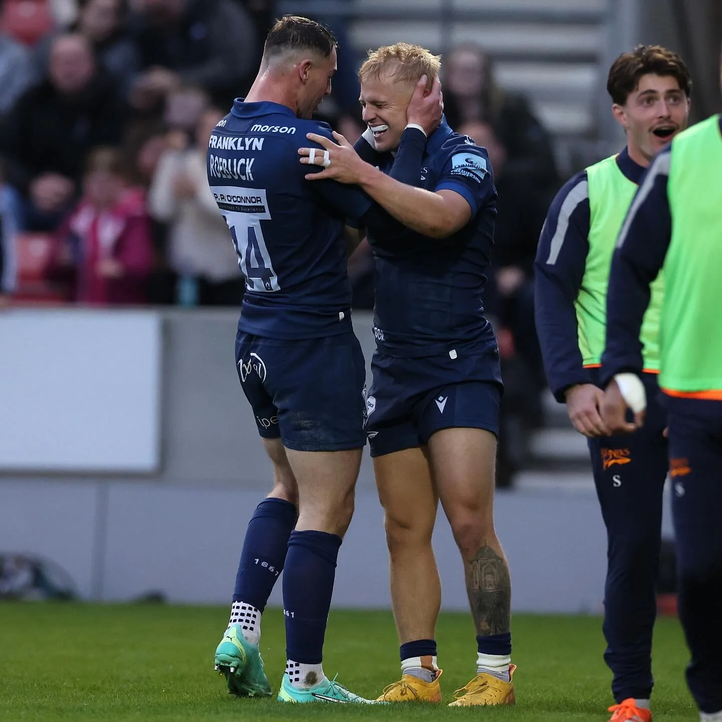 Super Proud of all these Owl 🦉 Men tonight.
🦈 v💫
@arron_reed 🦈 
@tomwillis567 🎱💫
@warr_gus 🦈 
@samdugdale99 🦈 
@joshbeaumont392 🦈 
@premrugby 💙
