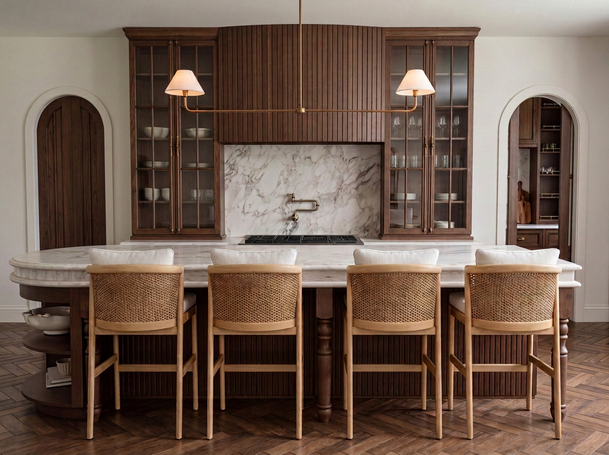 Kitchen Design with dark walnut cabinets and marble counters in Twin Cities, MN