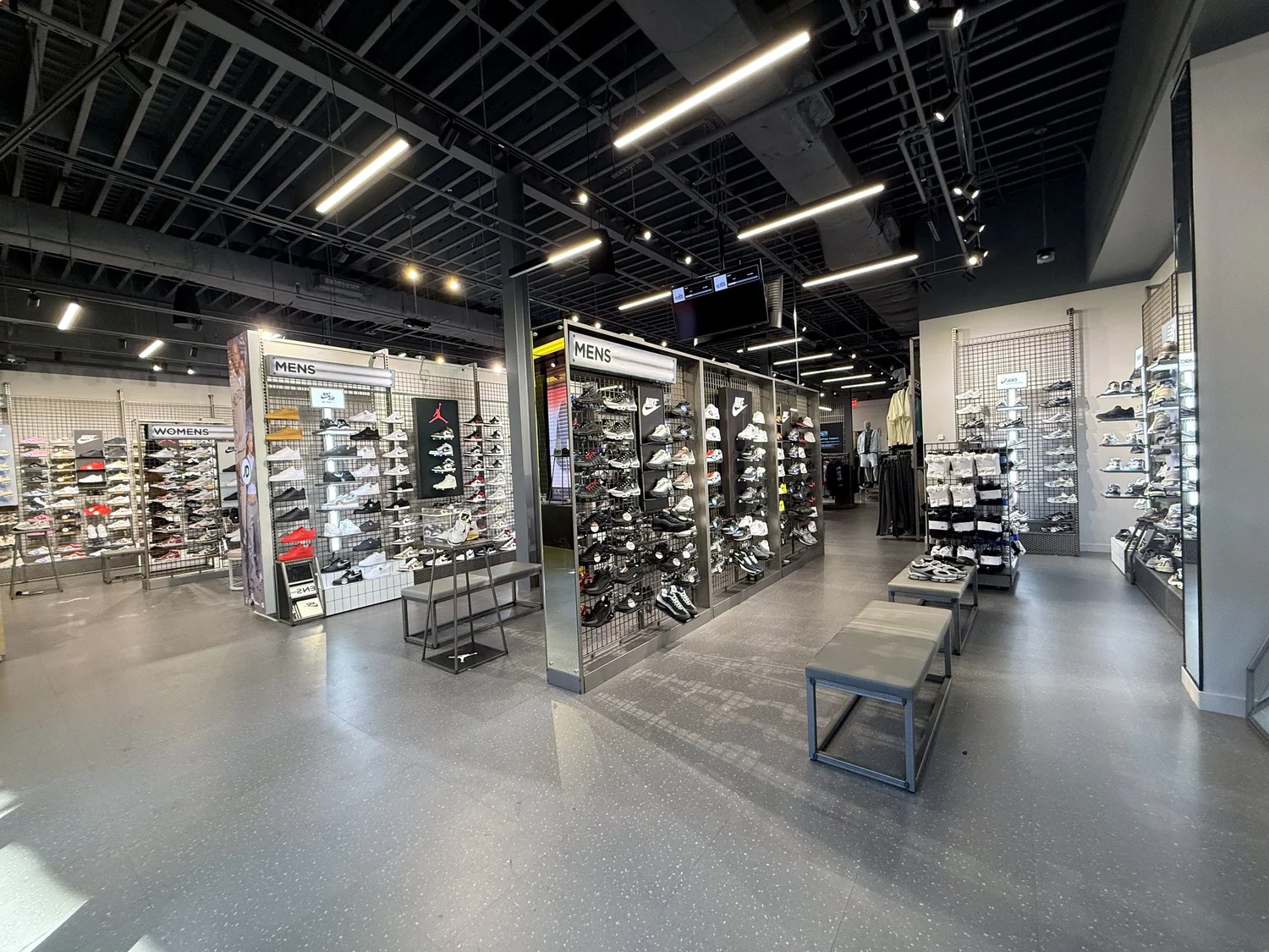 Store aisle with display walls