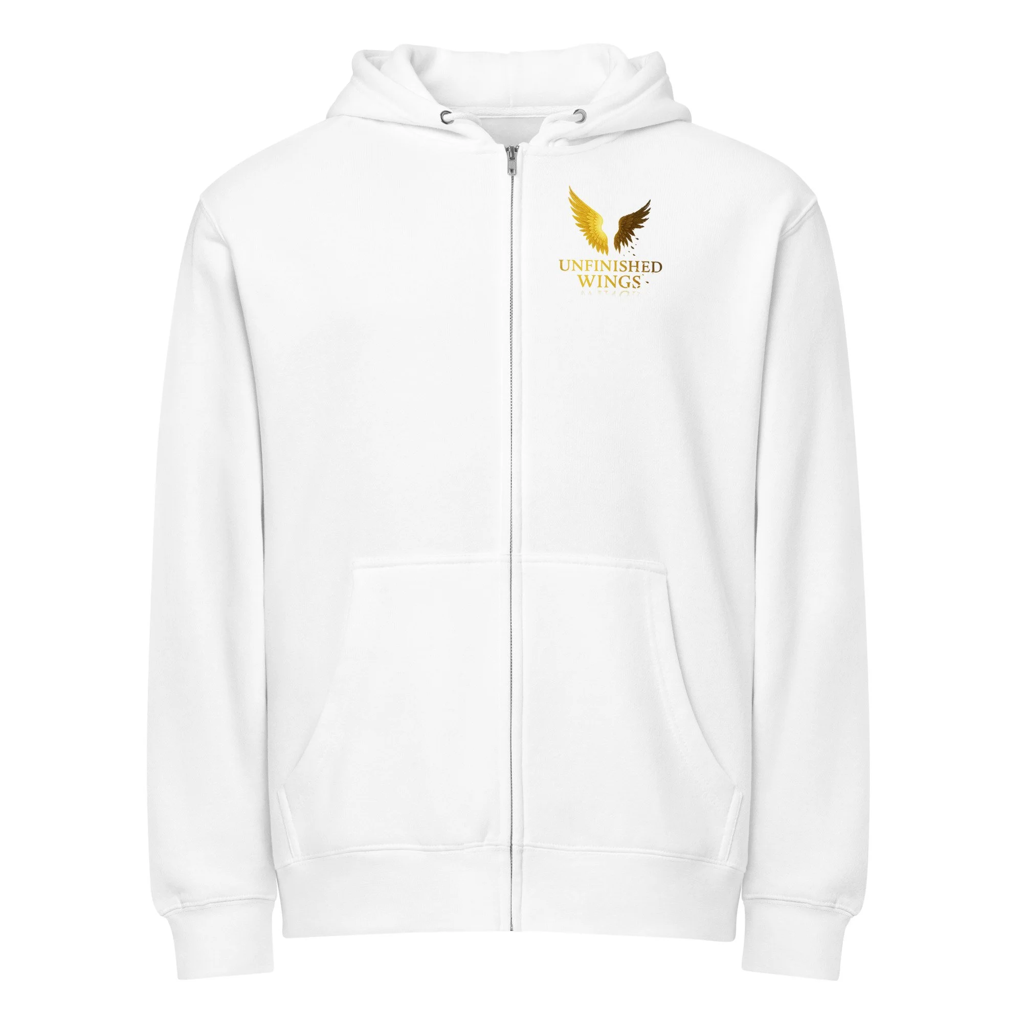 White Unfinished Wings Premium full zip hoodie