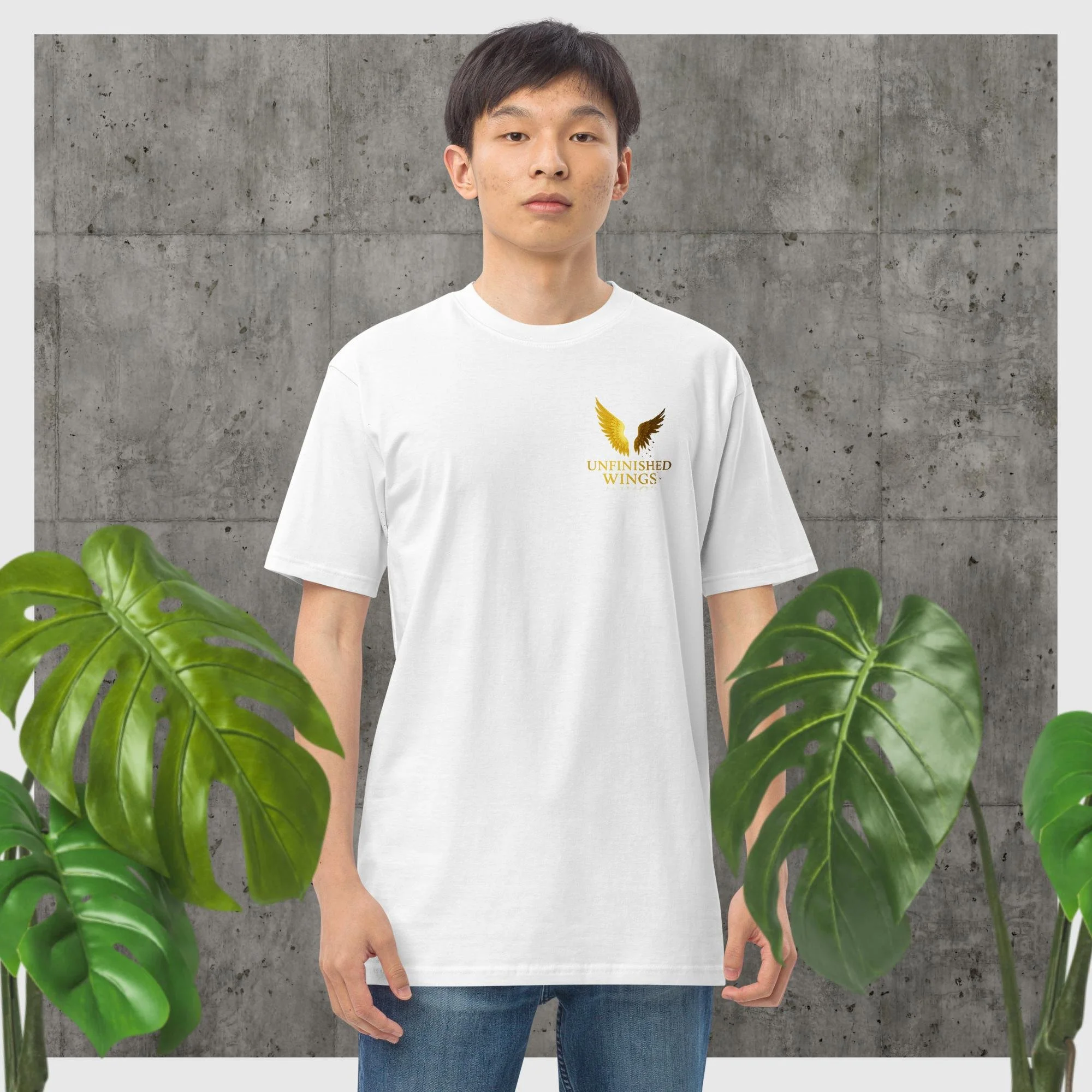 Unfinished Wings Men’s premium heavyweight tee