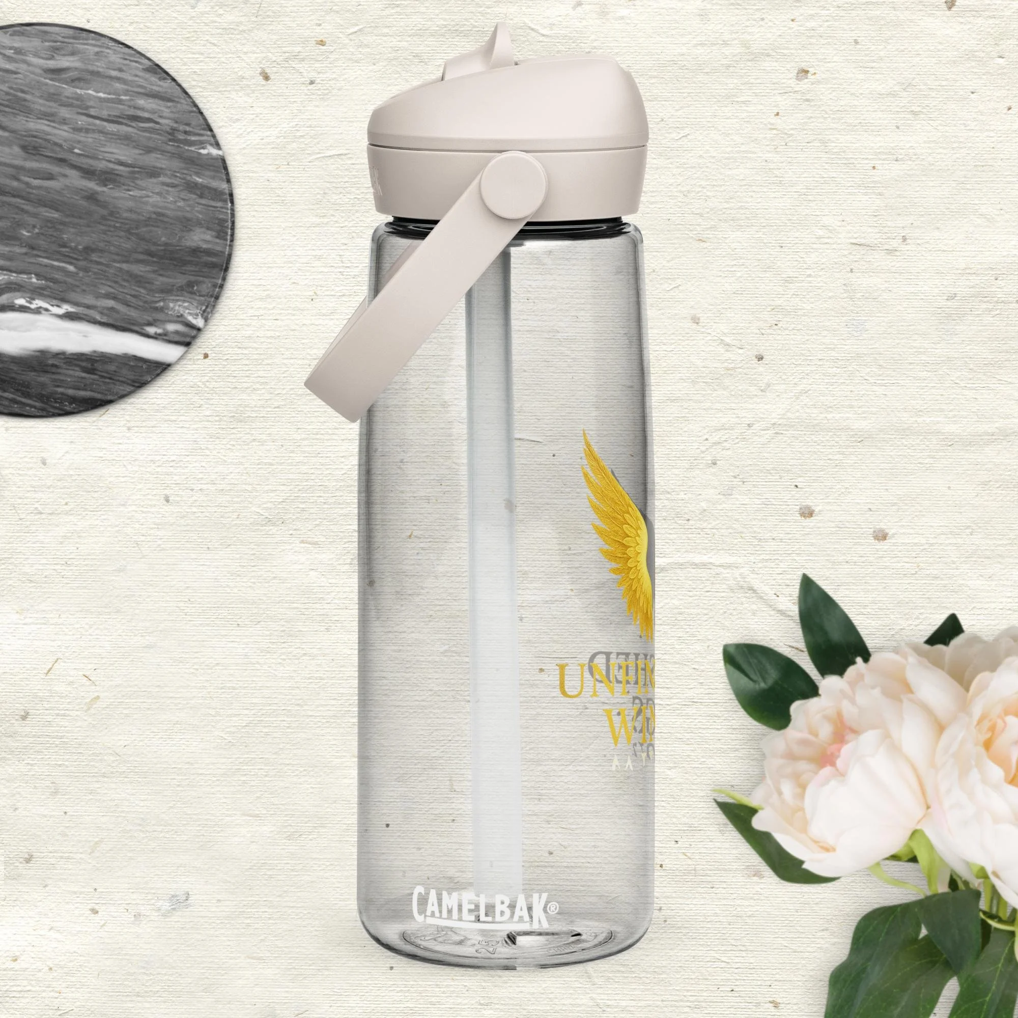 Unfinished Wings Flip straw water bottle