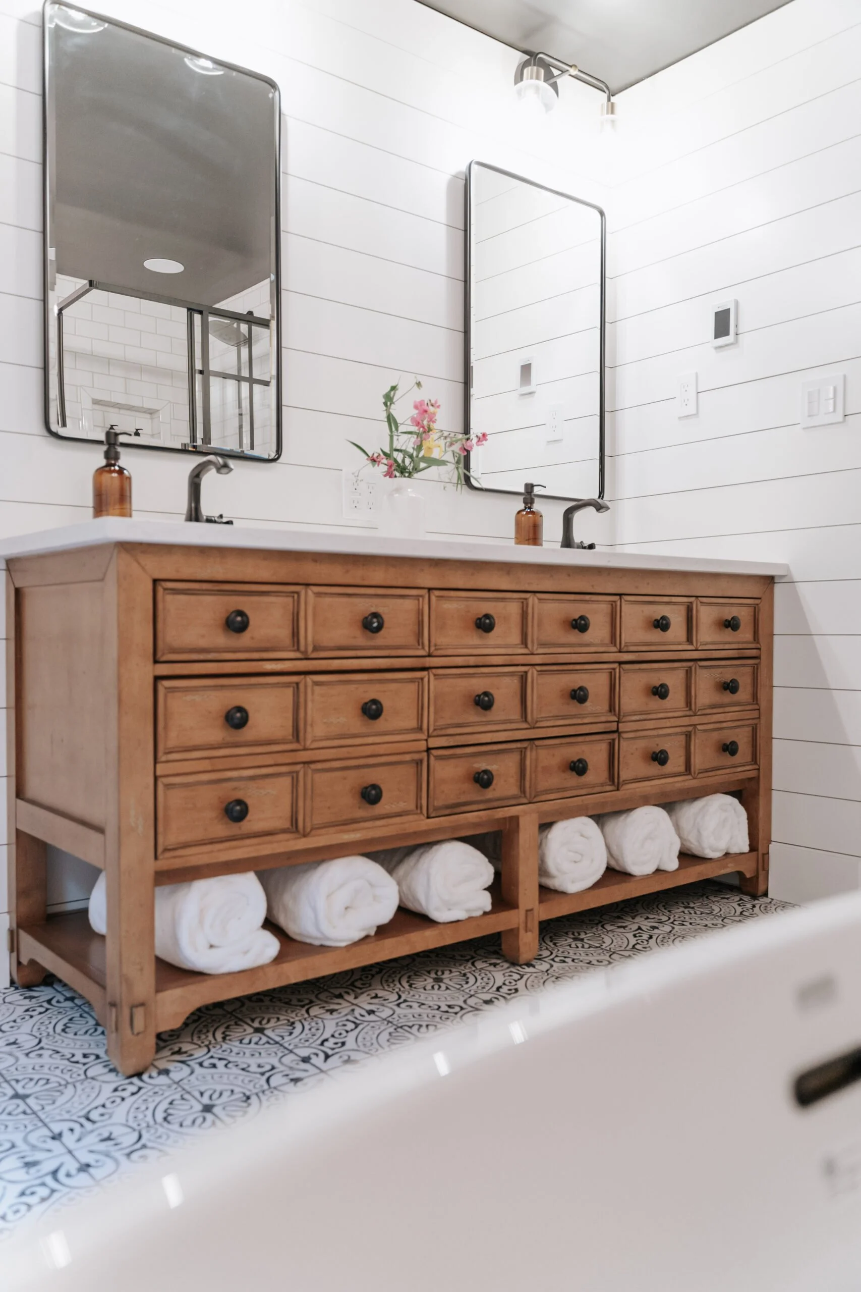 MODERN FARMHOUSE // HICKORY RIDGE + AMHERST MASTER BATHROOM REVEAL