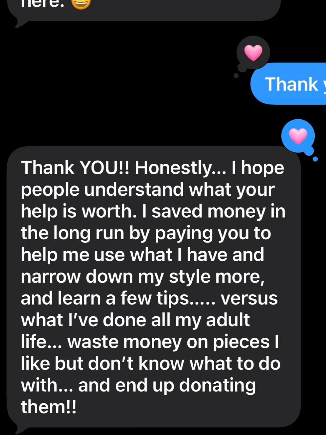 If you've ever wondered what working with a stylist is like, keep reading ⬇️

Messages like this 🥰

They remind me exactly why I love what I do.

It's so much more than clothes.  It's showing up as yourself.  It's feeling "at home" in your