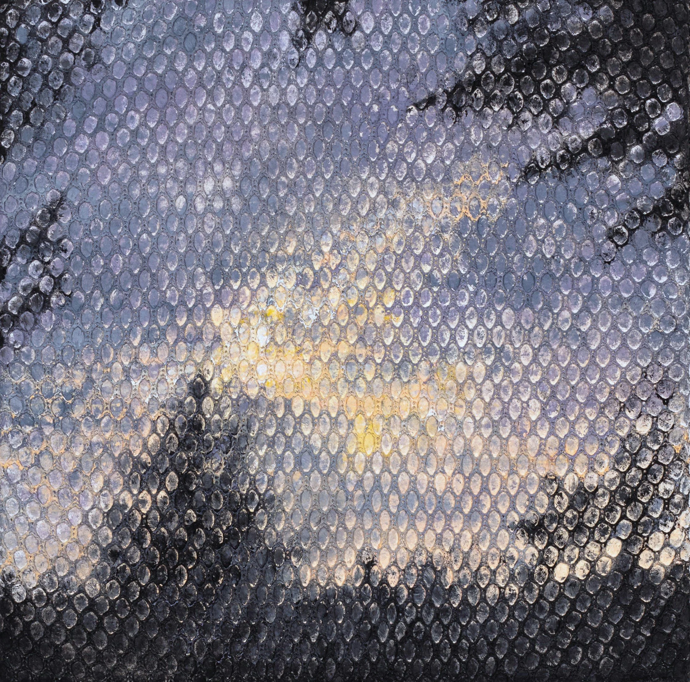 Sunset in Germany, oil on mesh and canvas, 6 x 6 in, 2024
