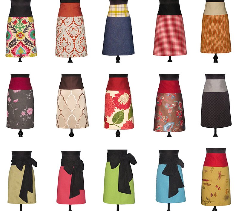 Customer asked for her handmade aprons to be cut out of the backgrounds for website display