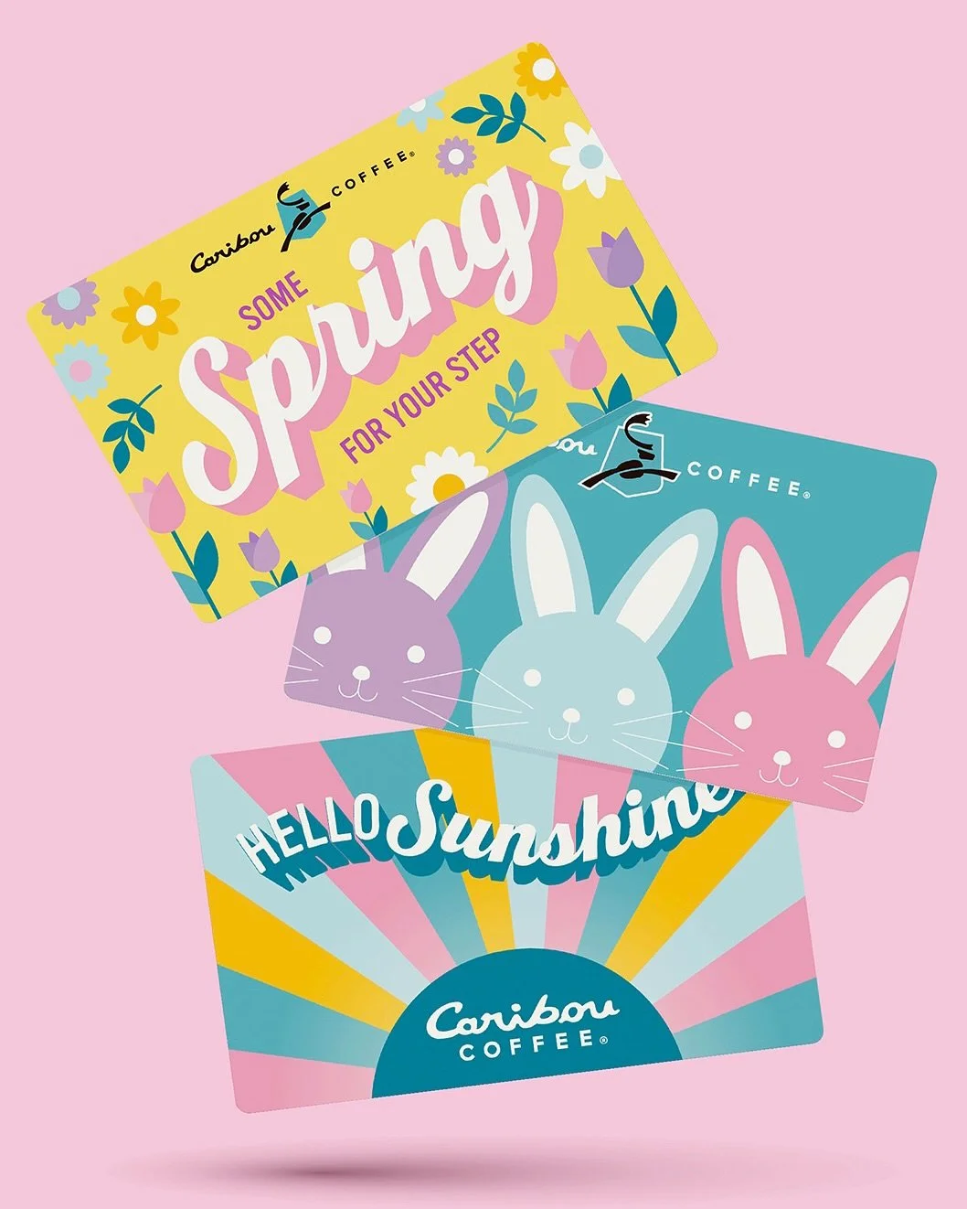 Spring is in the air! ☀️🌷🐰 We designed these seasonal eGift cards for Caribou Coffee last year to kick off the season. Happy (almost) Easter! 
#creativeagency #spring #illustration