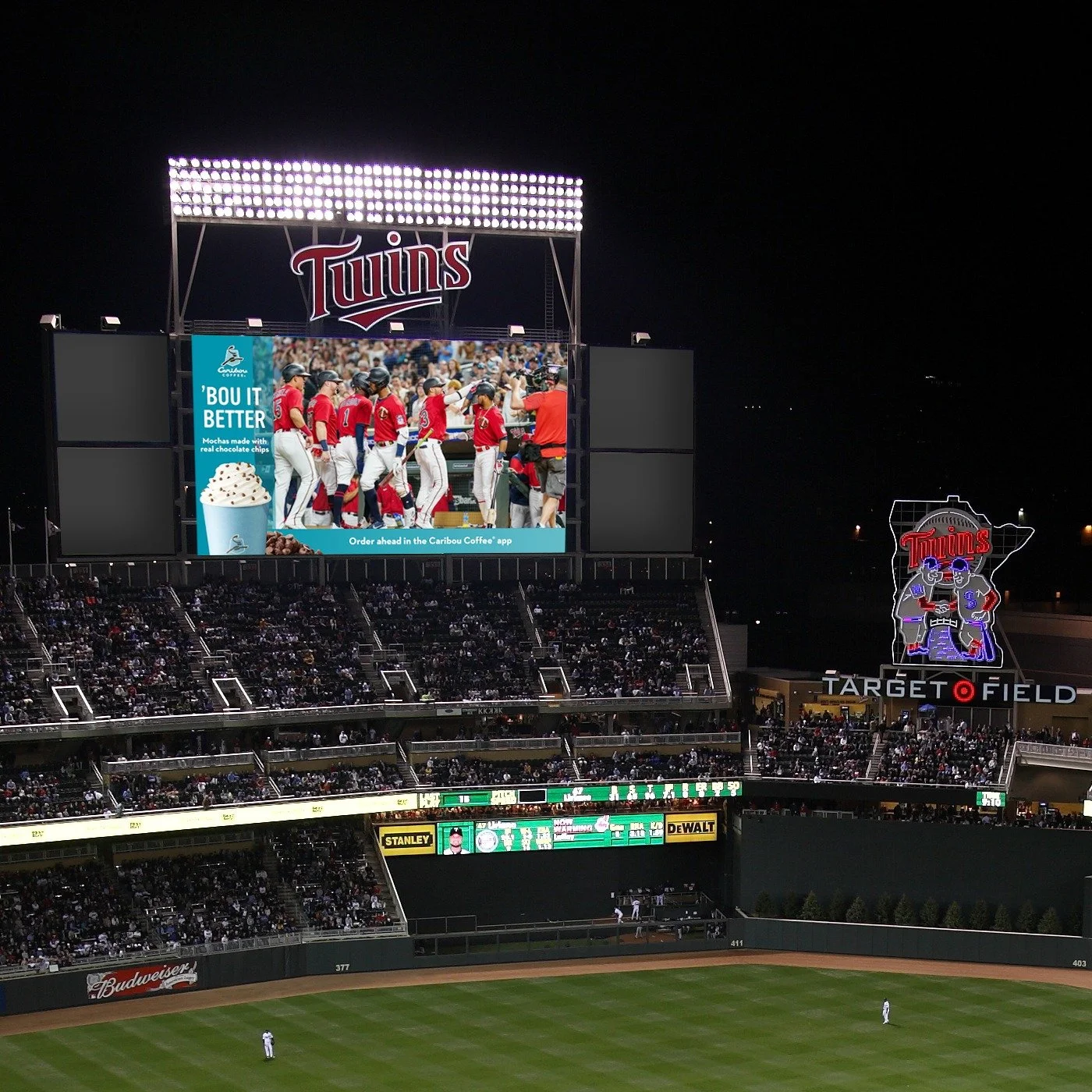 With the Twins Home Opener tonight, here&rsquo;s a throwback to when our Caribou Coffee work was on full display. Go @twins ! ⚾💙 #MNTwins #CaribouCoffee #HomeOpener