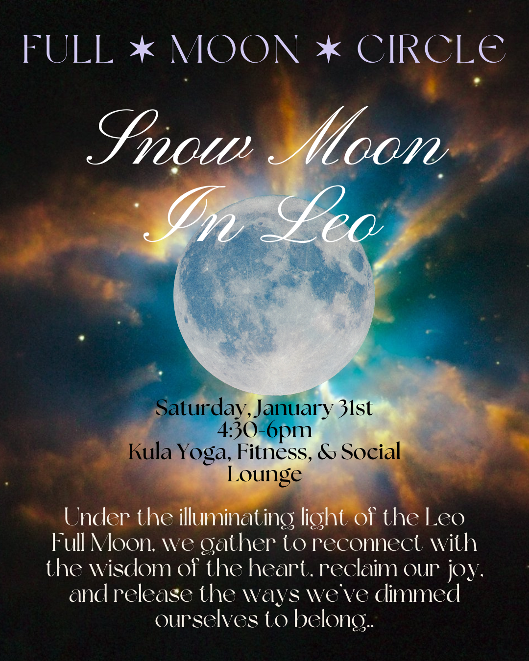 Snow Moon in Leo Full Moon Circle