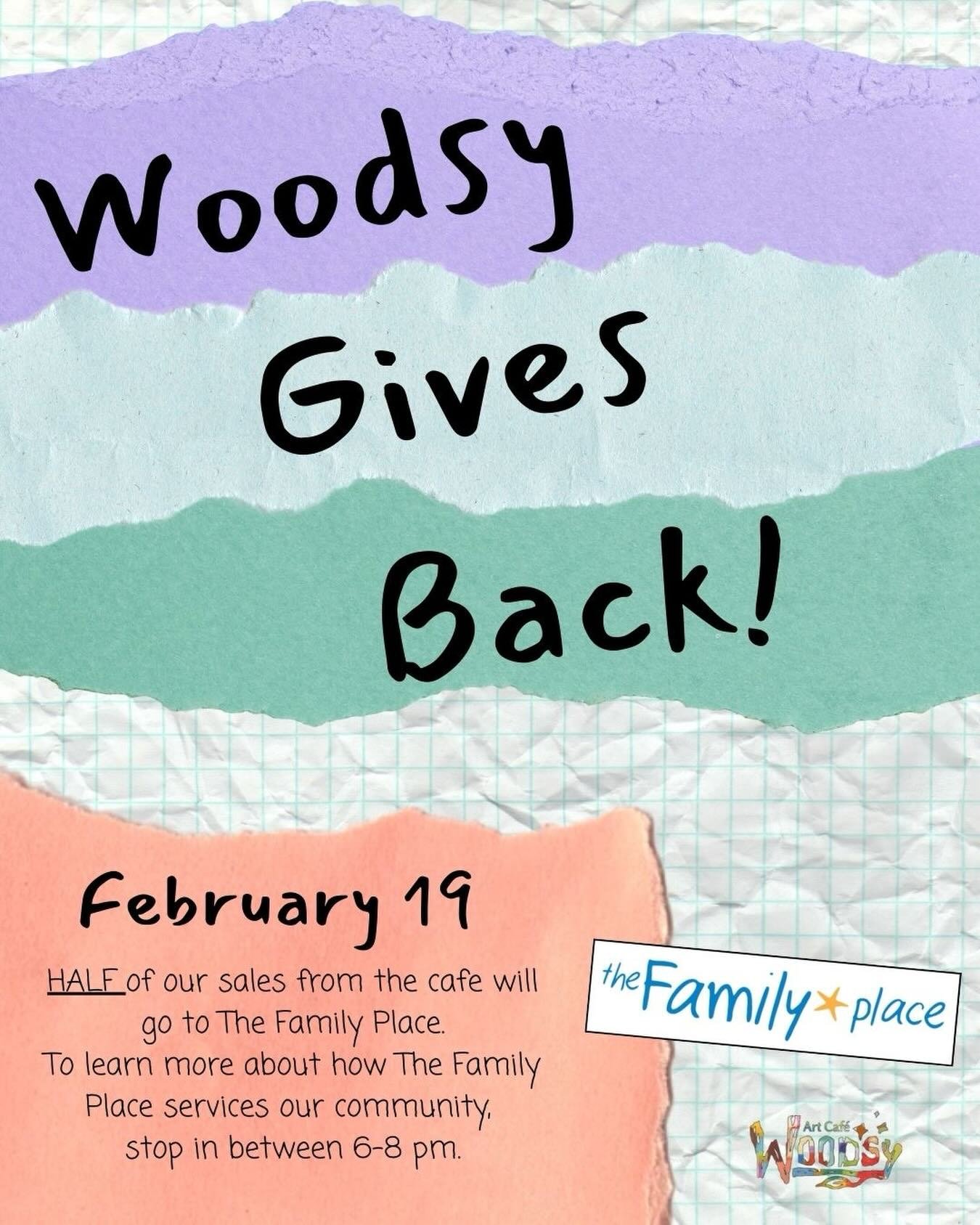 All day today! Half of our cafe food sales will go to support @thefamilyplacelogan - but you can come craft and snack with their representative to learn more from 6-8 pm. We&rsquo;ll set up the button maker and have a crafty good time being helpful g
