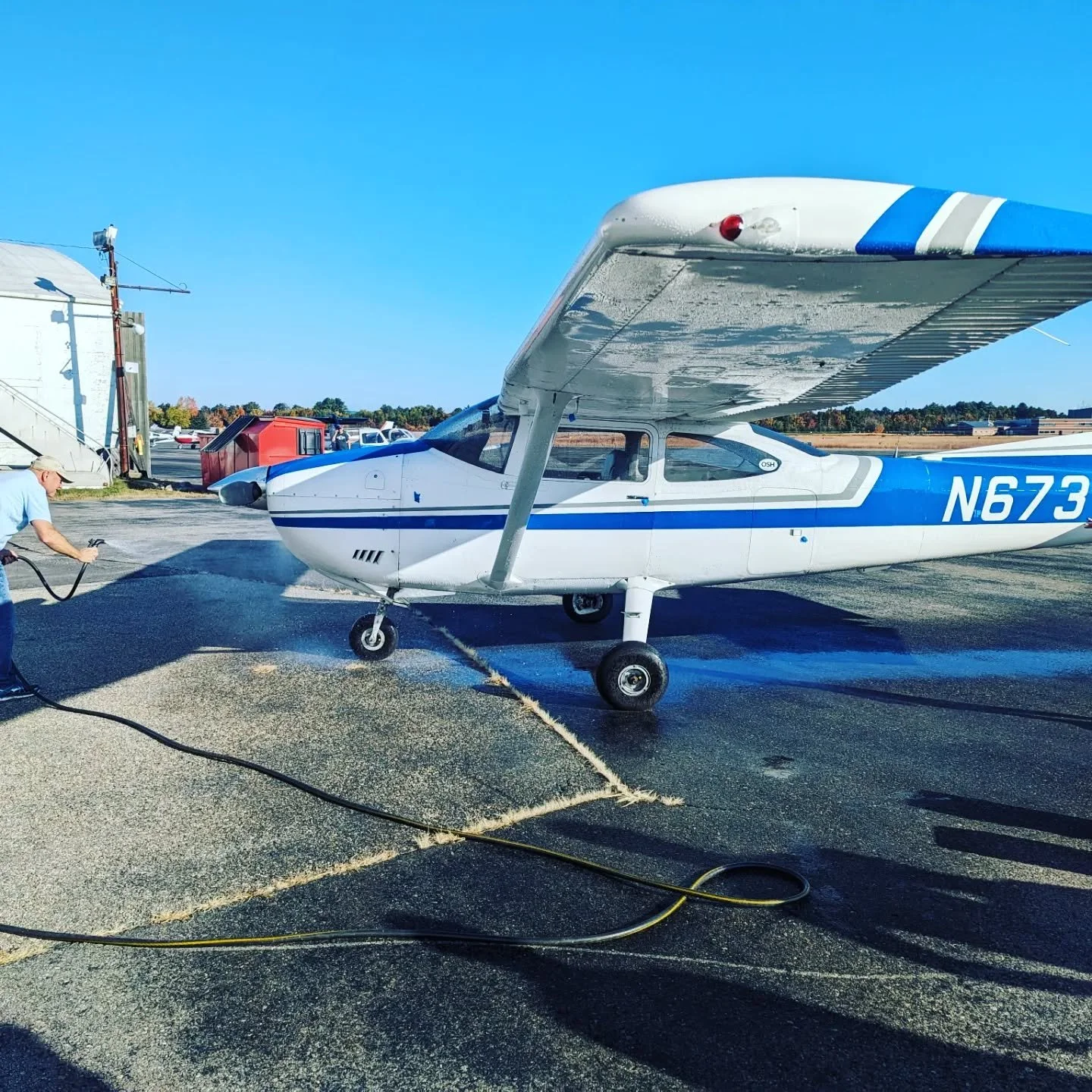 It's a family affair, at the biannual Henniker Flying Club plane wash! A gorgeous fall day... #flyingclub #hennikerflyingclub #n673 #c182