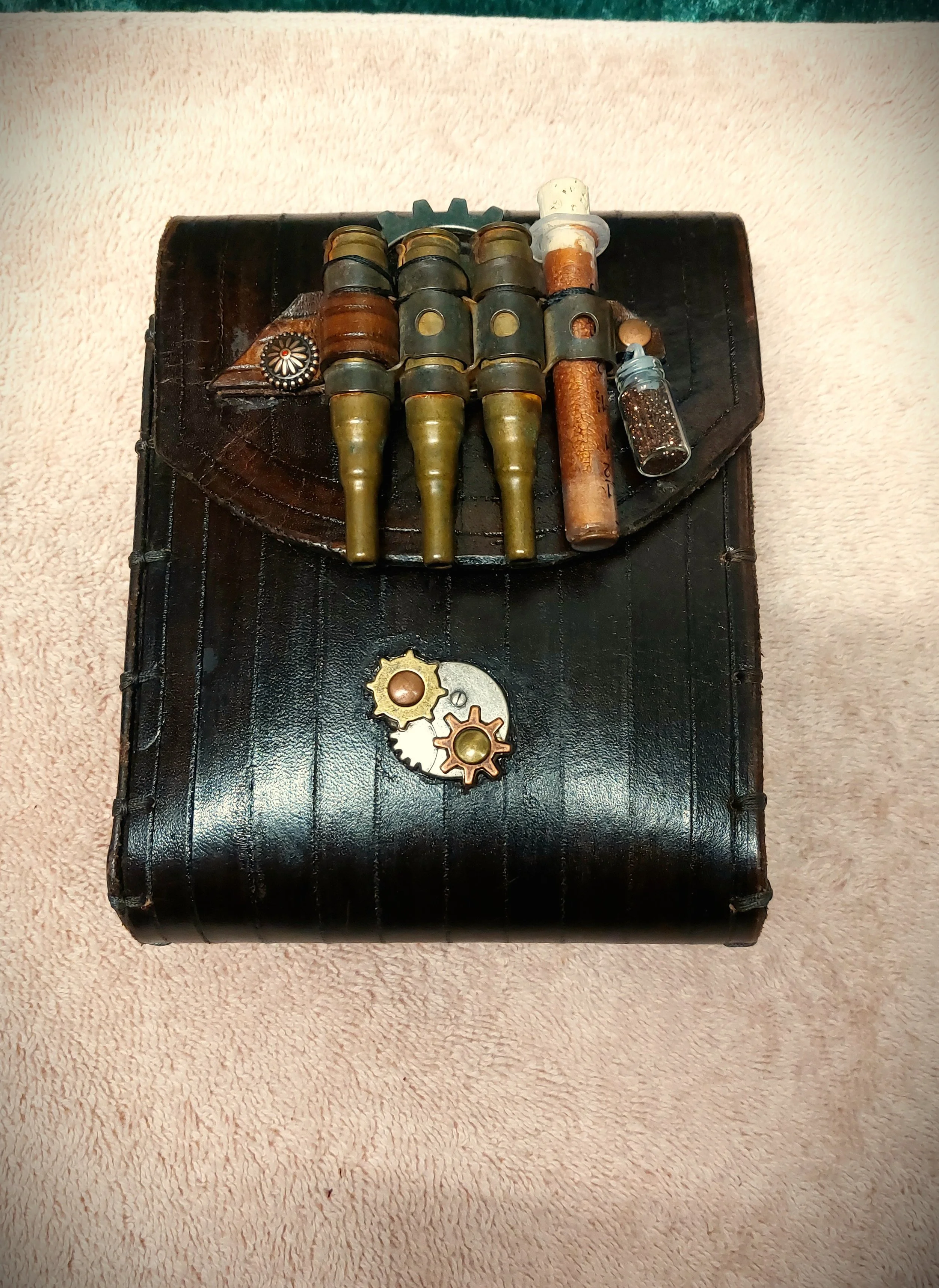 Steampunk Armed and More Ribbed Bison Brown Wider Longer Classic Size Belt Pouch