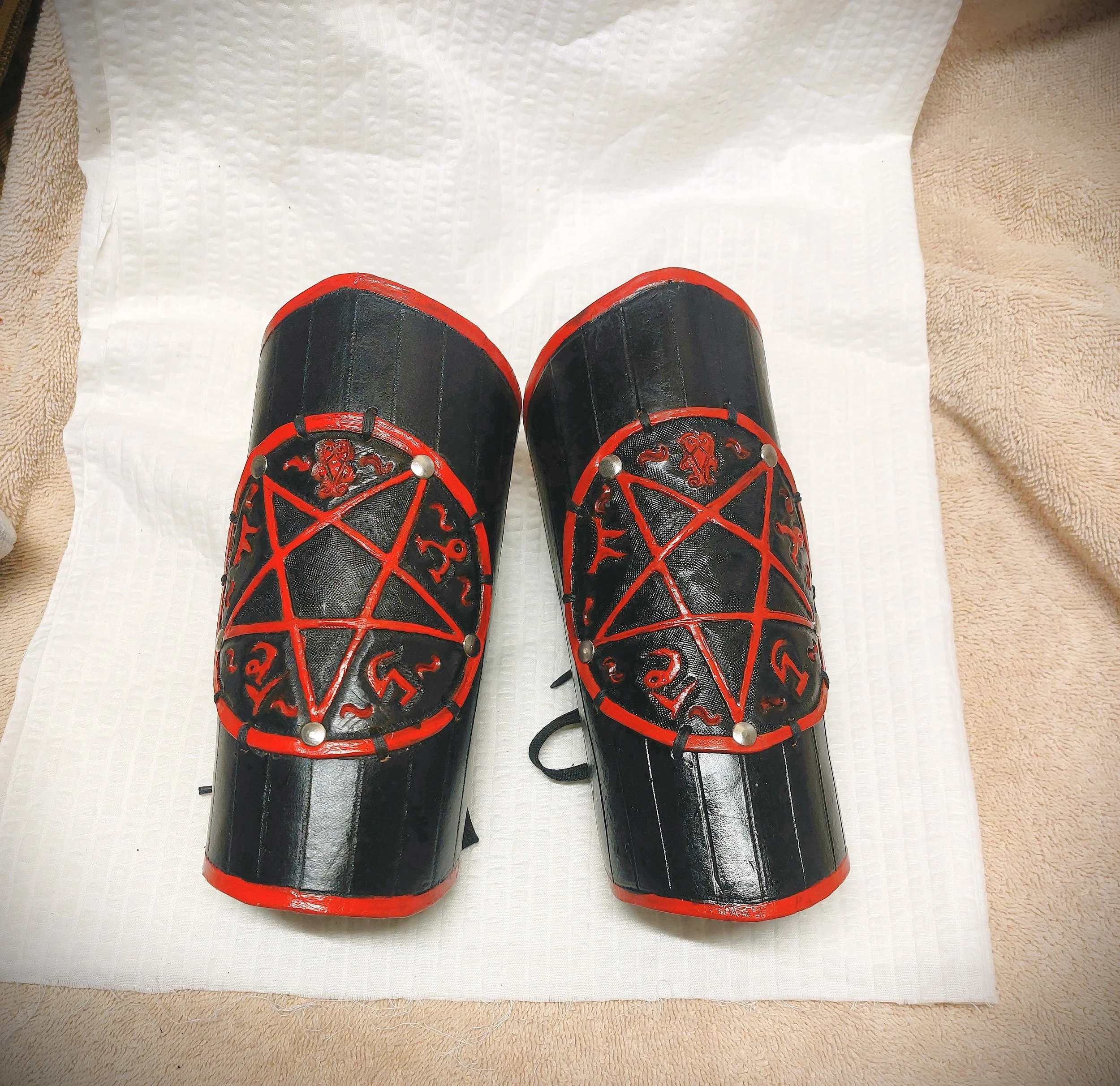 Hunter's Edition:  "Just for Fun" Demon Trap Black and Red Medium Arm Bracer Pair