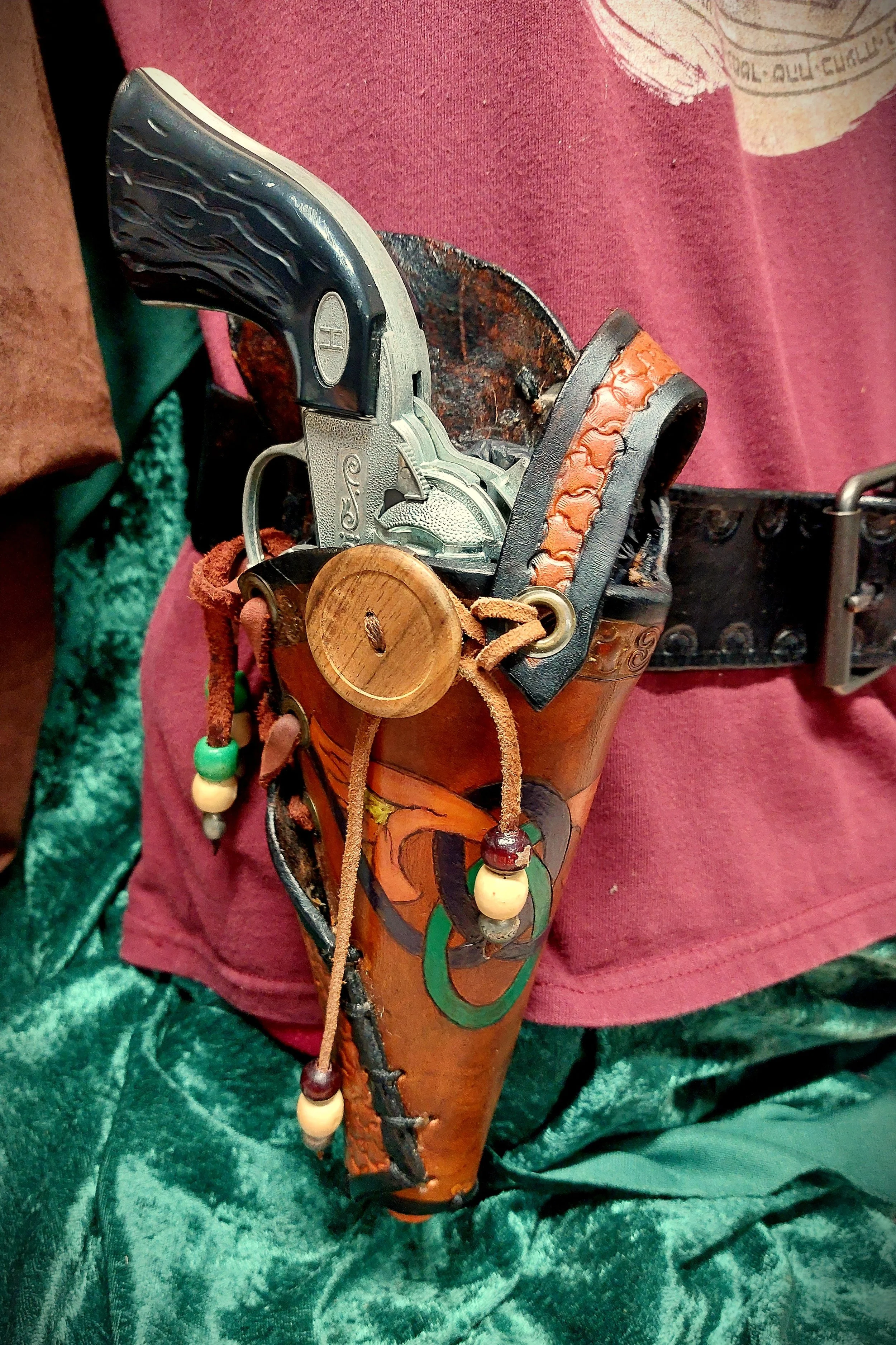 Saddle Tan with Purple and Green Celtic Knots/Orange Lily Embossed Details Colt Holster