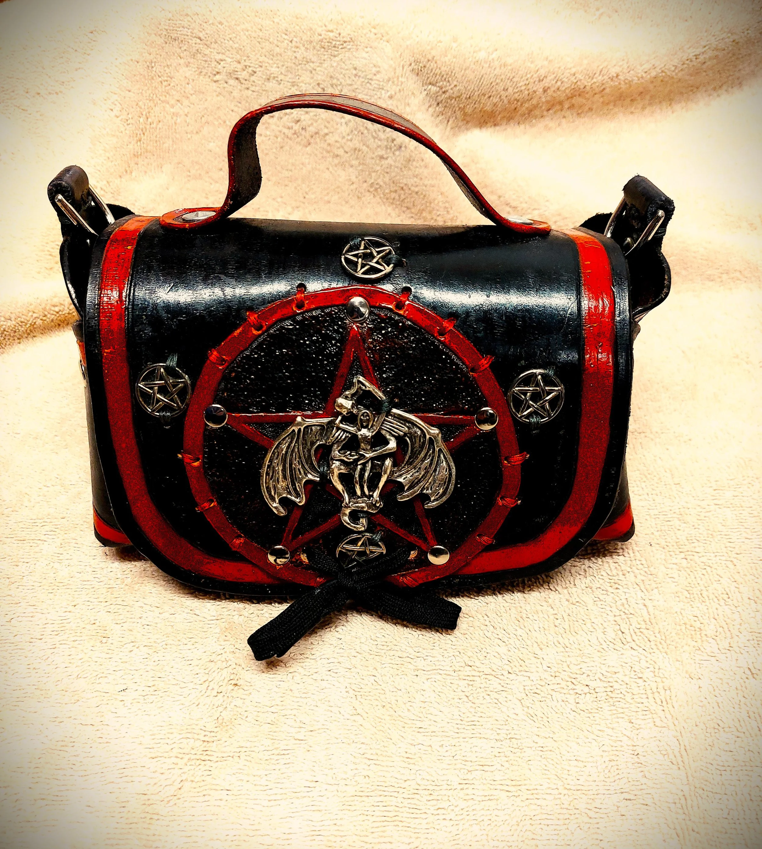 Black with Red Demon Lover Unique 4D Handbag (or Crossbody Purse) 3 piece set
