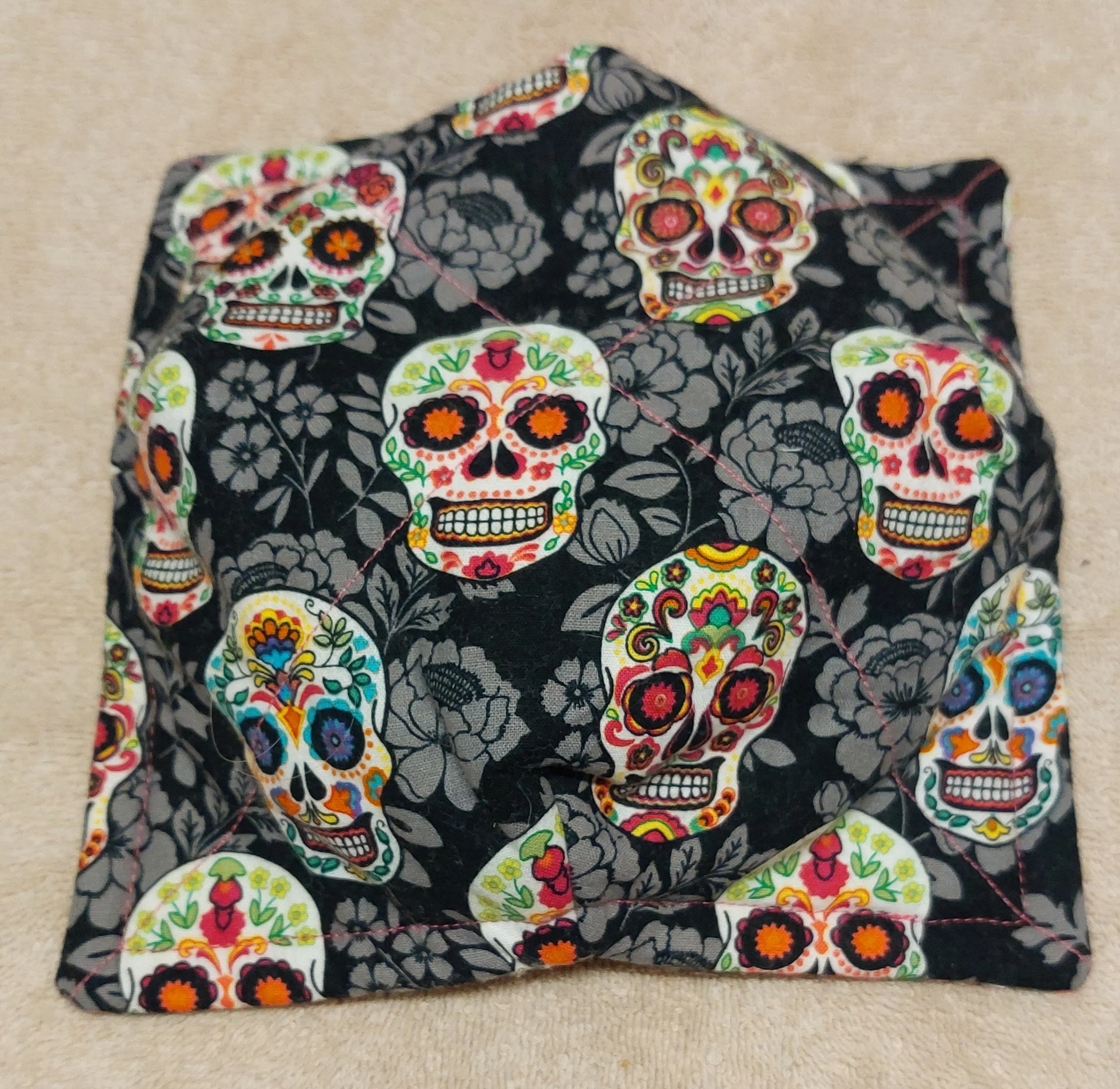 Sugar Skulls on Grey Med Microwaveable Bowl Cozy