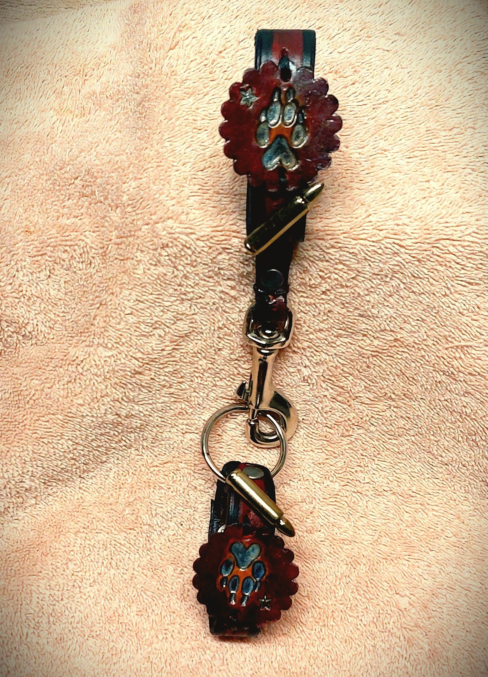 Burgundy Wolfspaw Concho and Silver Bullets Belt Hangers--Leather Loop  Handcuff Style)