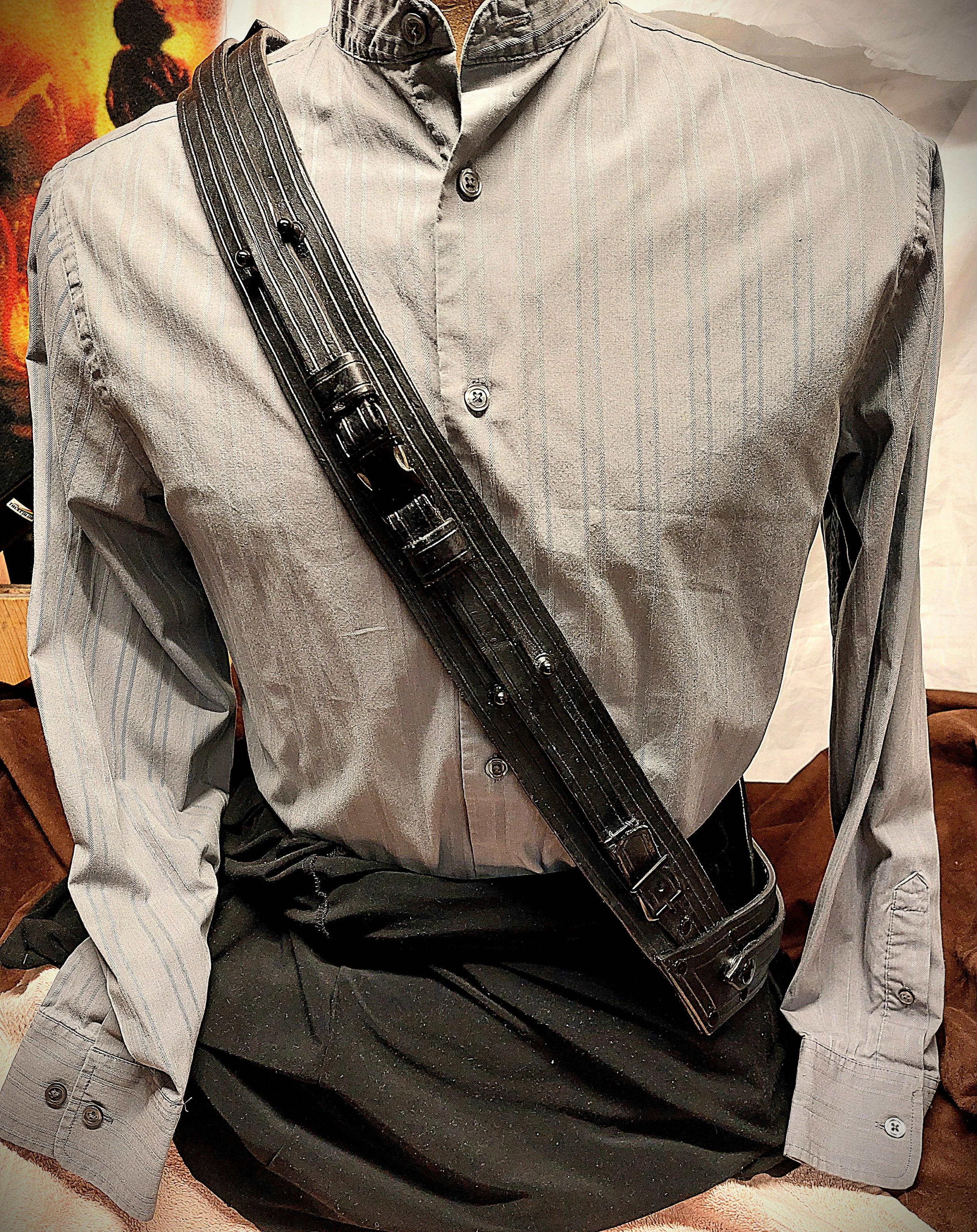 Galactic Knight Black Leather, Black Hardware Battle Baldric size smaller