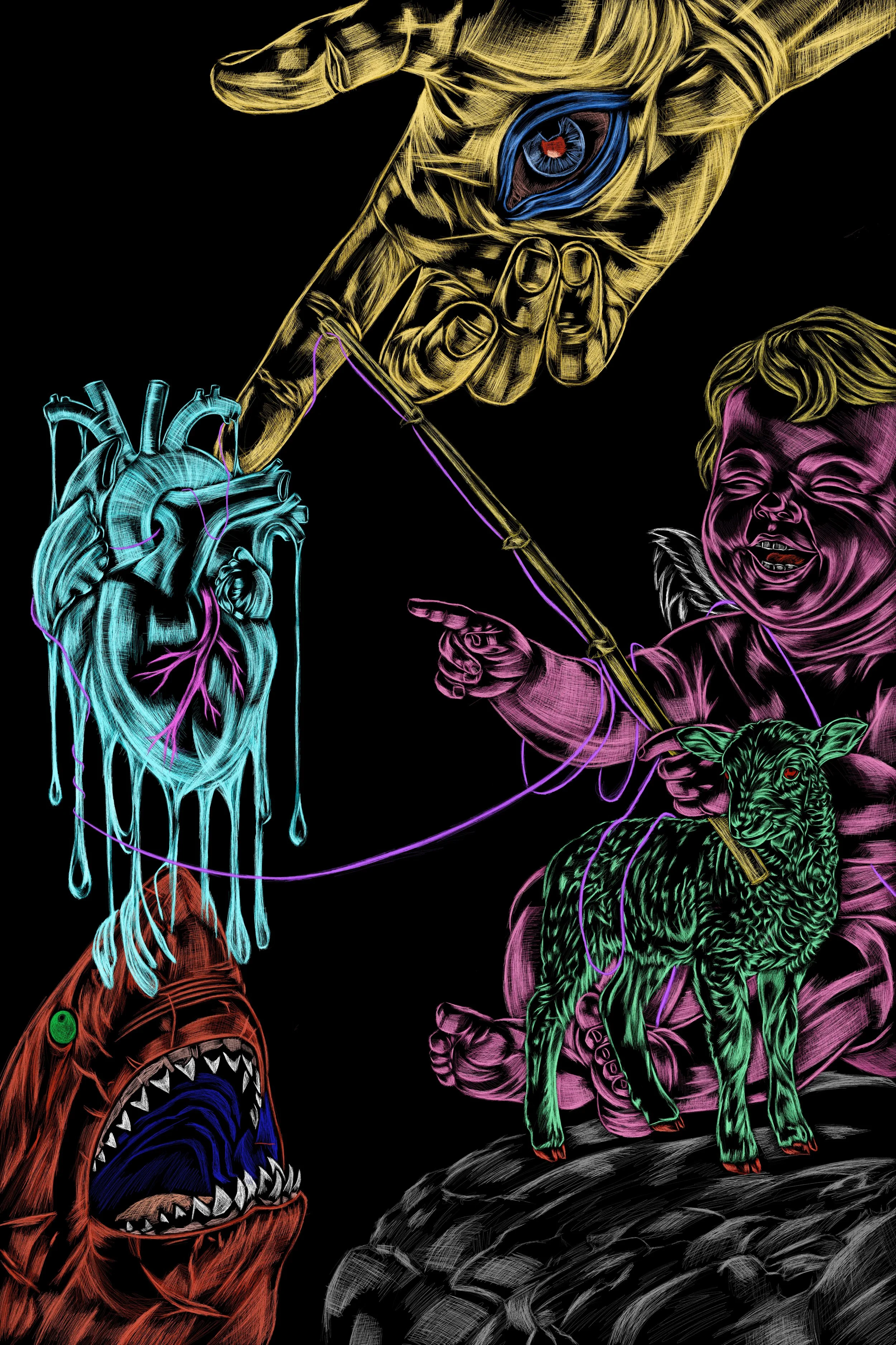 Little Lamb's Adventures 3: Little Lamb finds Friends, 2026. Digital/printed on metal canvas, - 7200 x 10800 px / 24 x 36 in