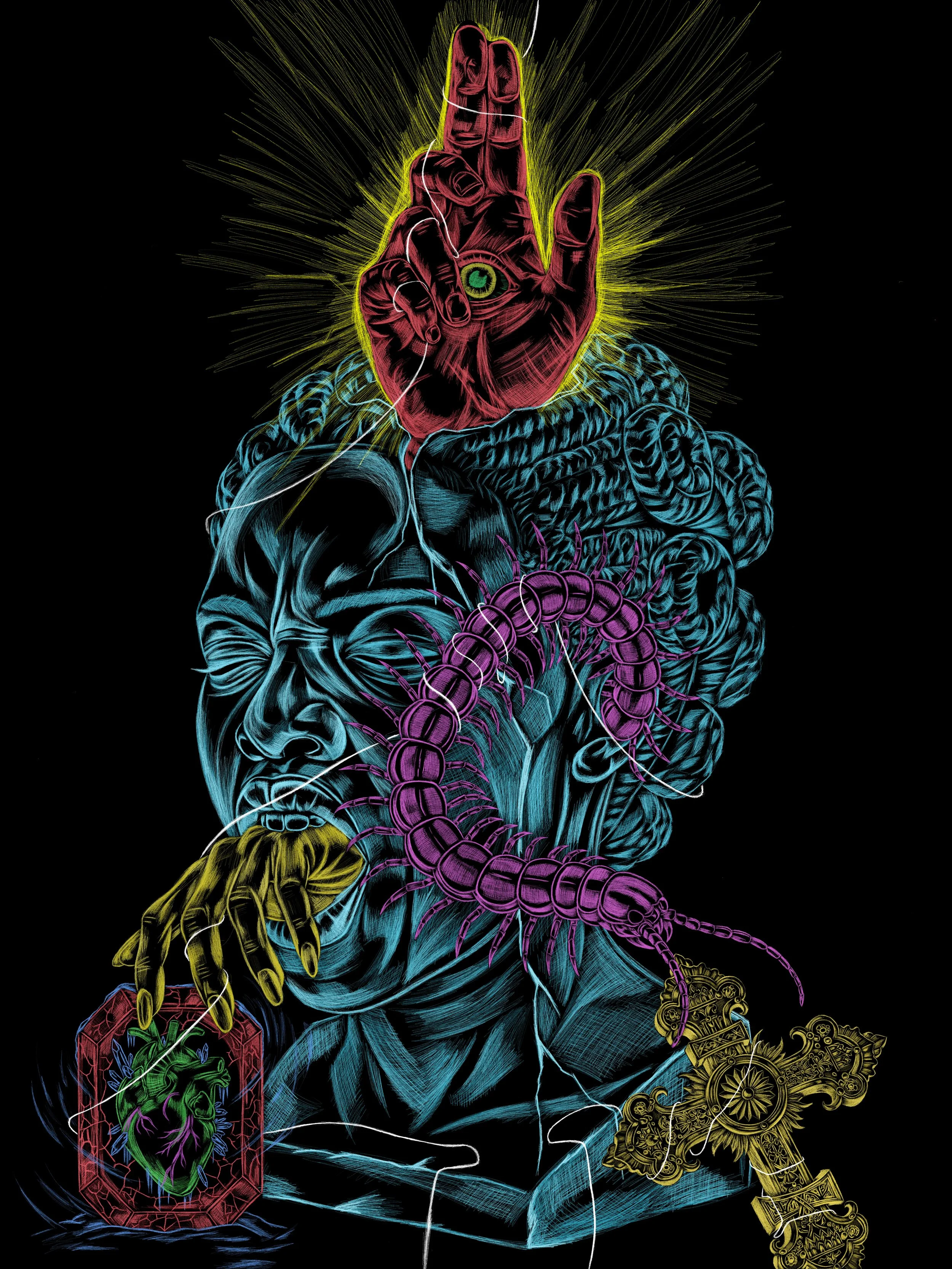 A Woman of Grace 5 : The Pain of the Divine's Vision, 2026. Digital/printed on metal canvas, - 5400px x 7200px/18 x 24 in