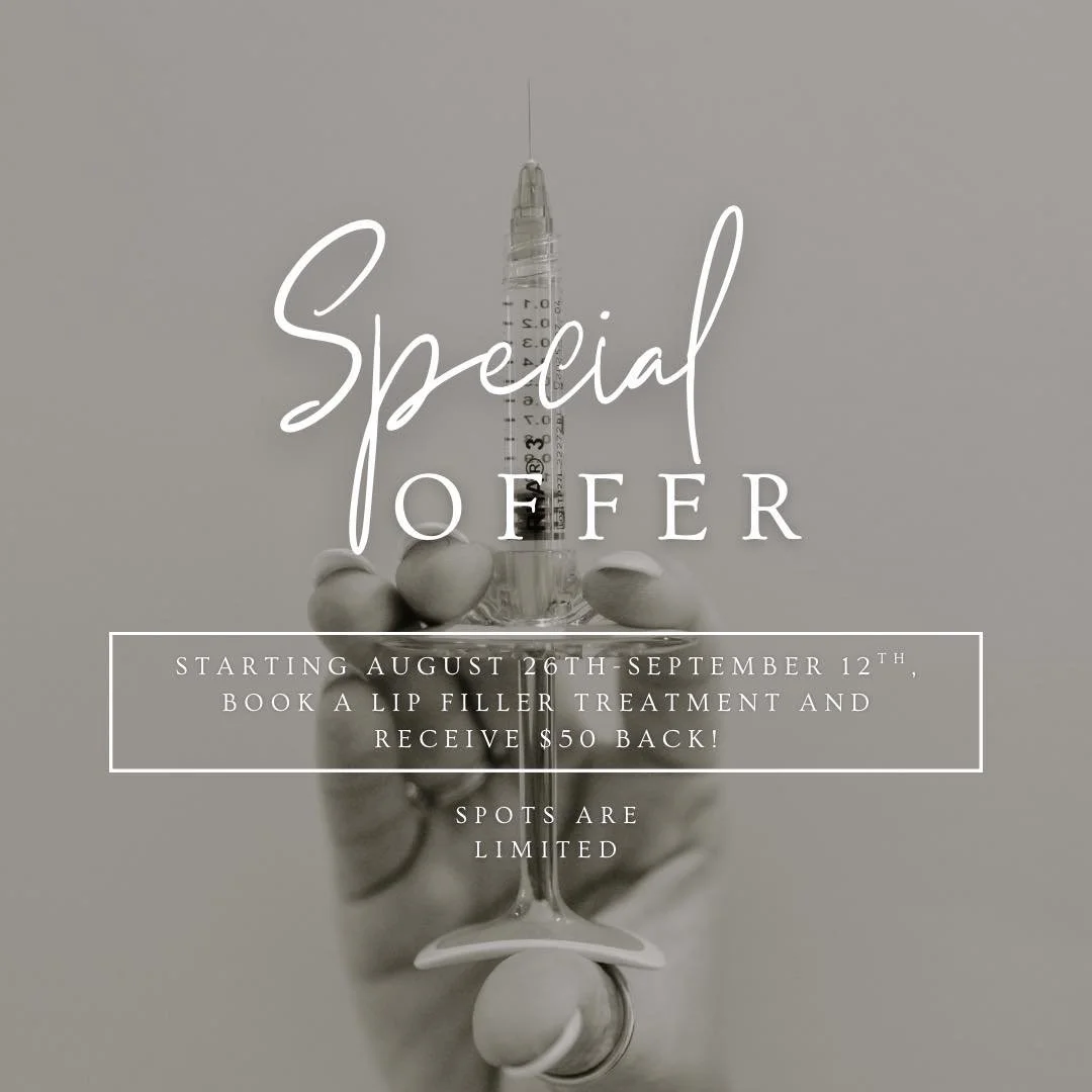 💋✨ LIP FILLER EXCLUSIVE! ✨💋

From August 26th &ndash; September 12th, book a lip filler treatment and get $50 back in your pocket!

Spots are limited, so if you&rsquo;ve been thinking about plumping your pout, now&rsquo;s the time. 🙌

📅 Book your