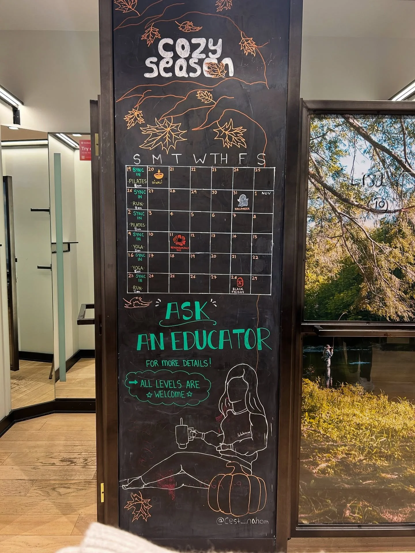 Another Fall themed chalk drawing at @lululemon on Spring Garden Road!