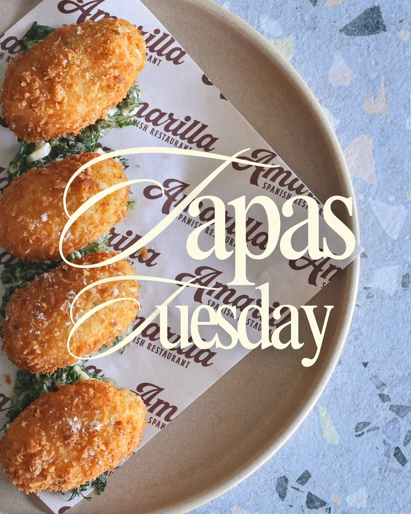 Tapas Tuesday is on tonight 🎉

Four plates for $45pp. New menu, new cocktails, same very easy decision.

CROQUETAS | Snapper croquettes, gribiche PINTXOS | Galiciana vintage beef skewer, pickled shallot, mojo verde PANCETA AL JEREZ | Pork belly, She