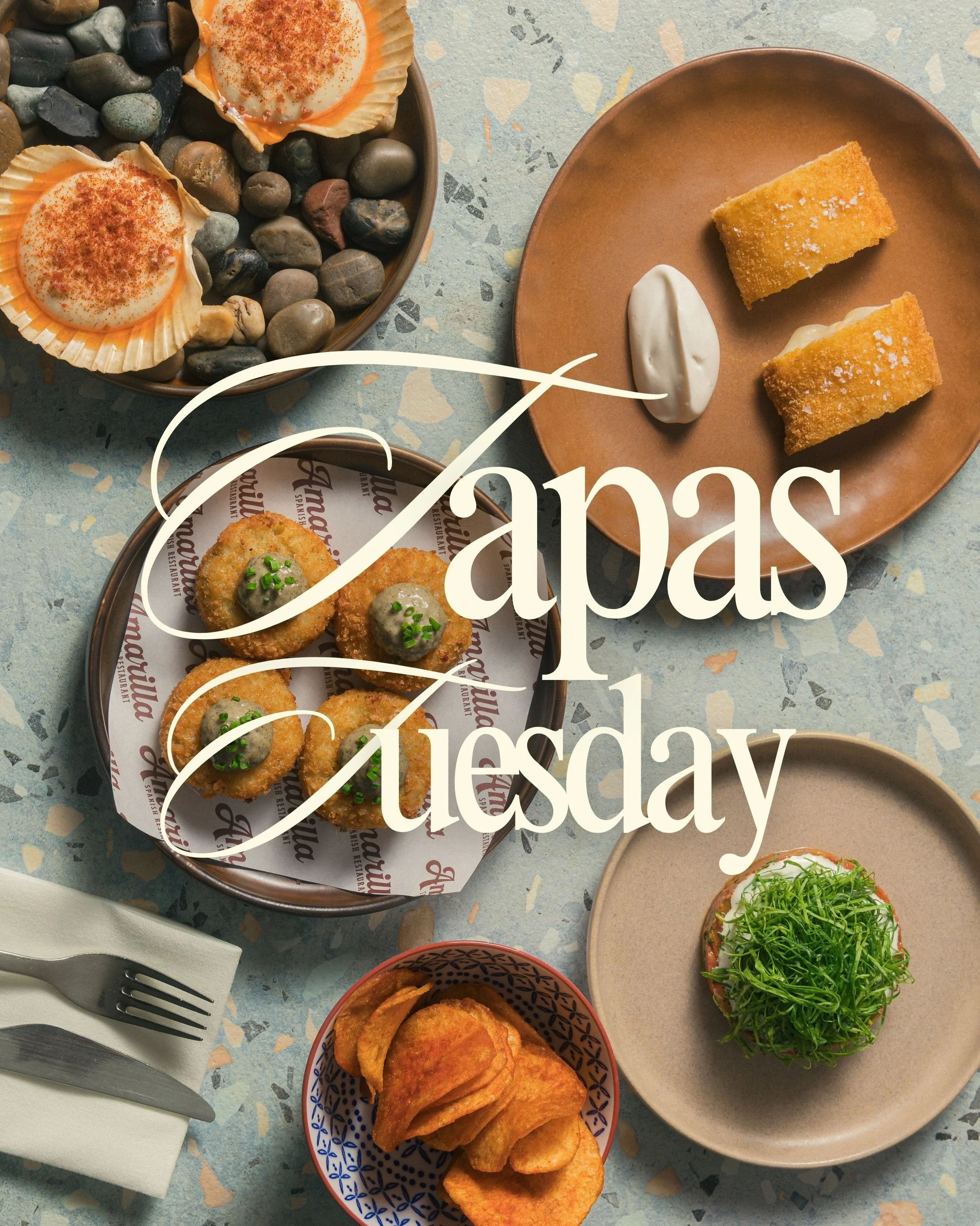 Book your table for this week&rsquo;s Tapas Tuesday line up - it&rsquo;s a good &lsquo;un 😍

This week&rsquo;s menu:
Roasted scallops - potato foam - pancetta - espelette&nbsp;GF

Beef tartare - smoked oyster - sorrel - paprika potato crisps

Cerdo 