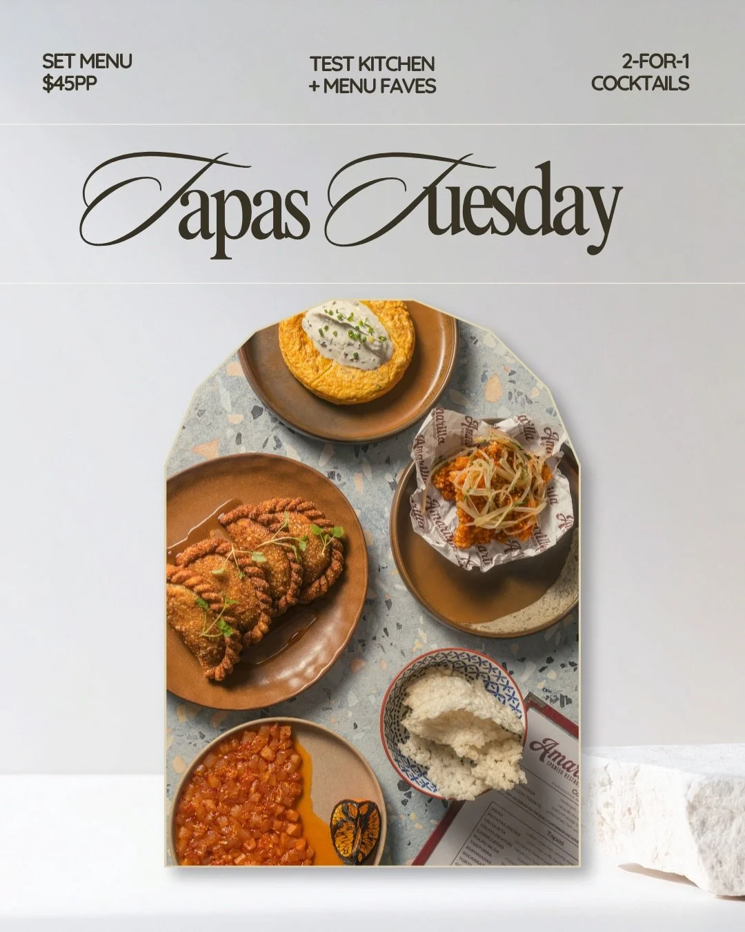 Tomorrow night&rsquo;s menu is looking particularly good. 👀

Tapas Tuesday returns from 6pm with four chef-selected tapas and 2-for-1 cocktails all night.

This week&rsquo;s line-up includes duck empanadas with Pedro Xim&eacute;nez, kingfish and sal