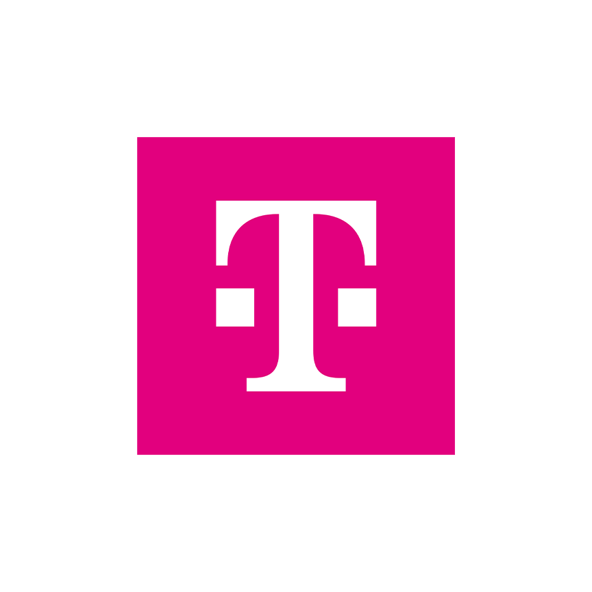 T-Mobile logo with a white 'T' inside a pink square.